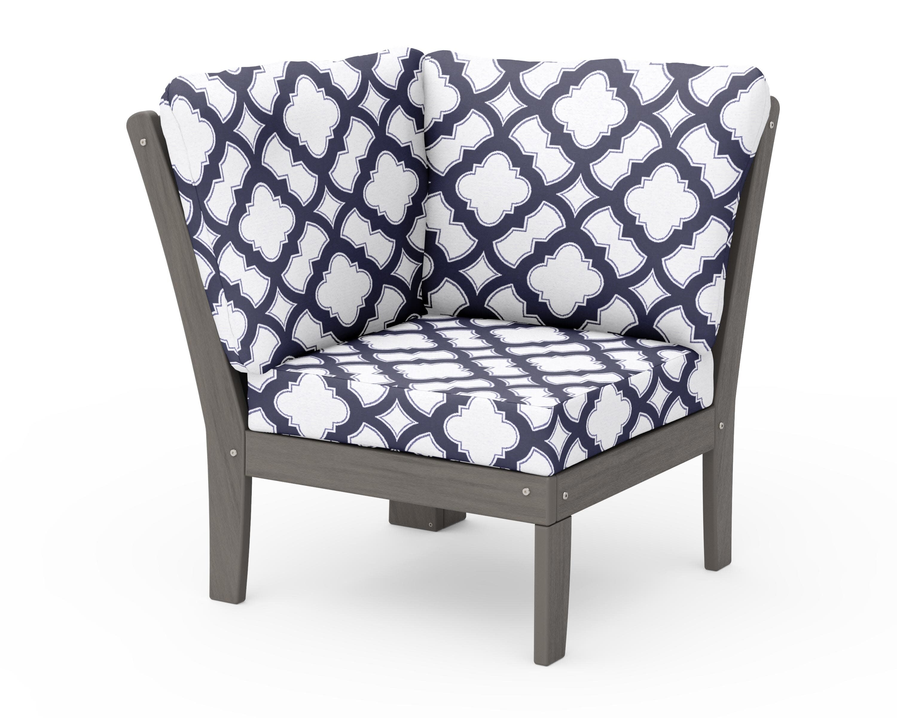 Braxton Modular Corner Chair in Driftwood / Trellis Navy