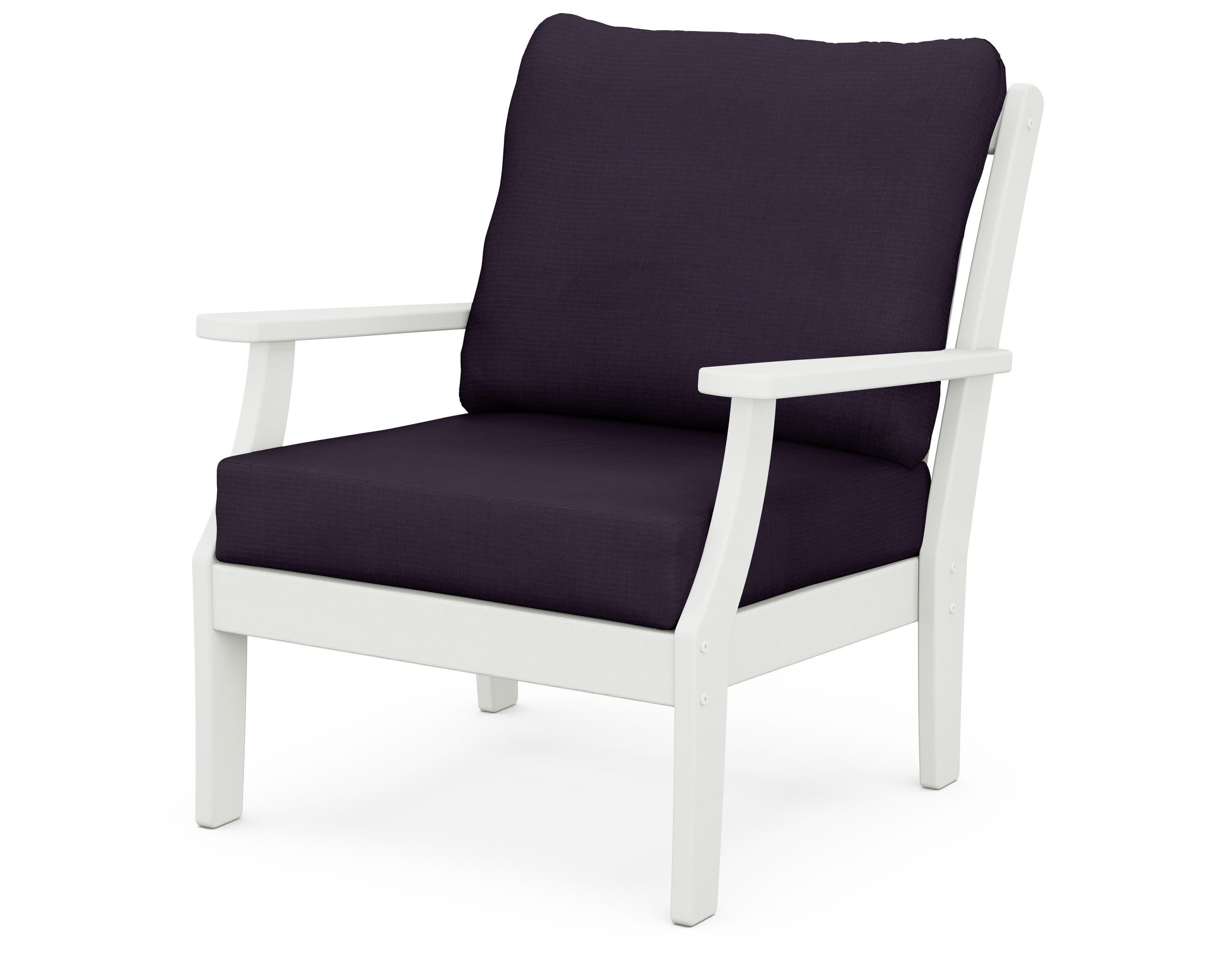 Braxton Deep Seating Chair in Vintage White / Navy Linen