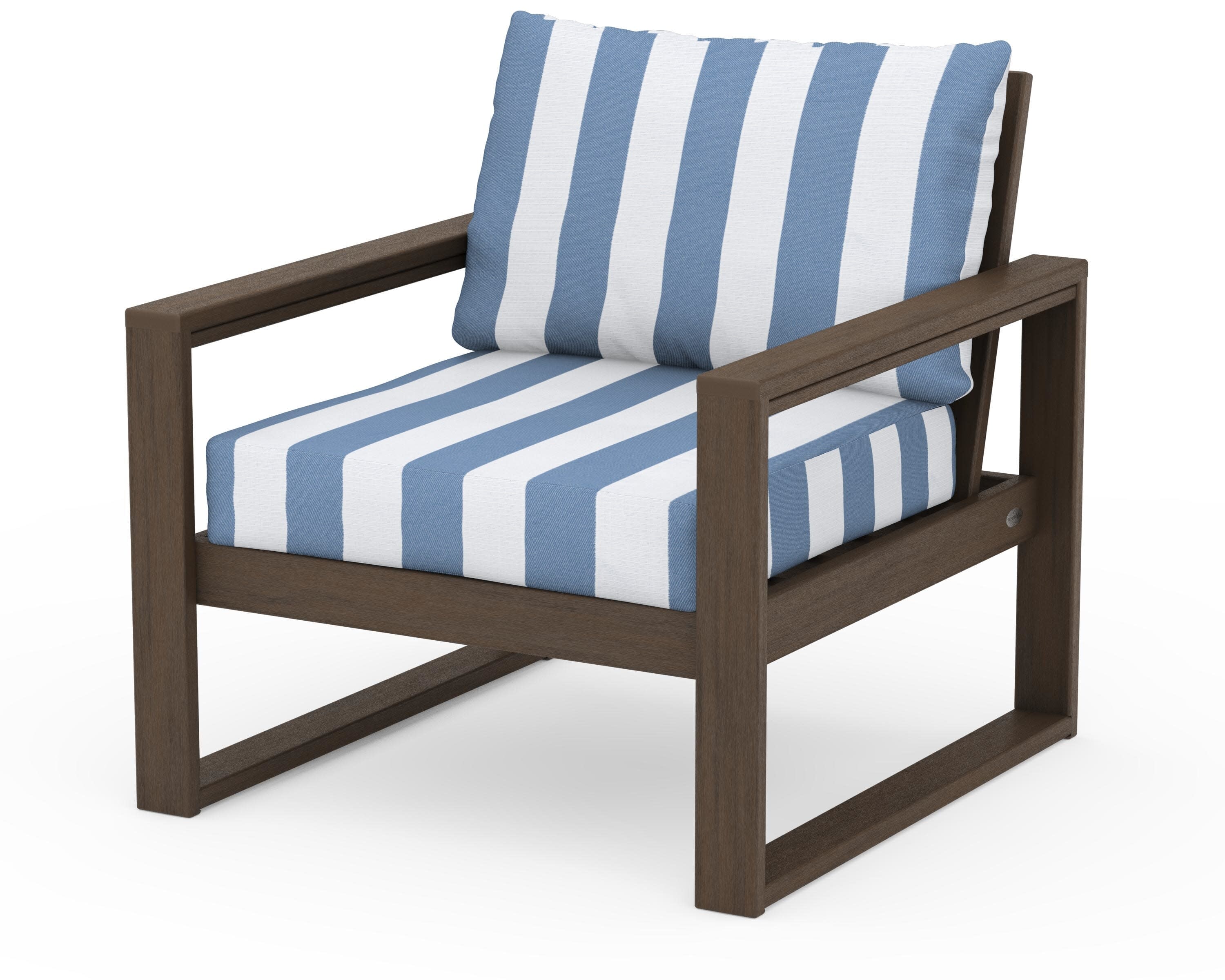 EDGE Club Chair in Kona / Cabana Stripe Sky Blue