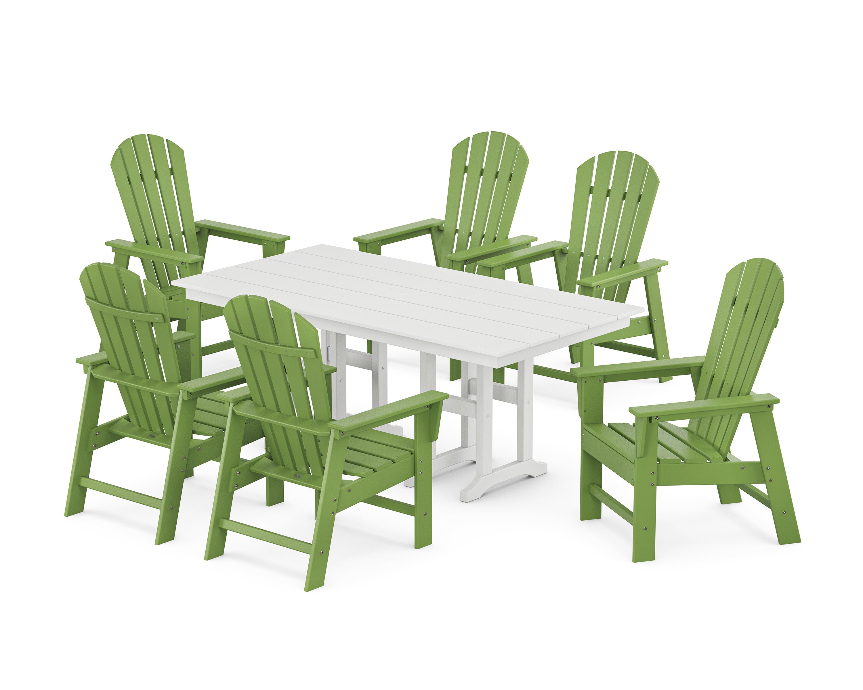 South Beach 7-Piece Farmhouse Dining Set in Lime / White