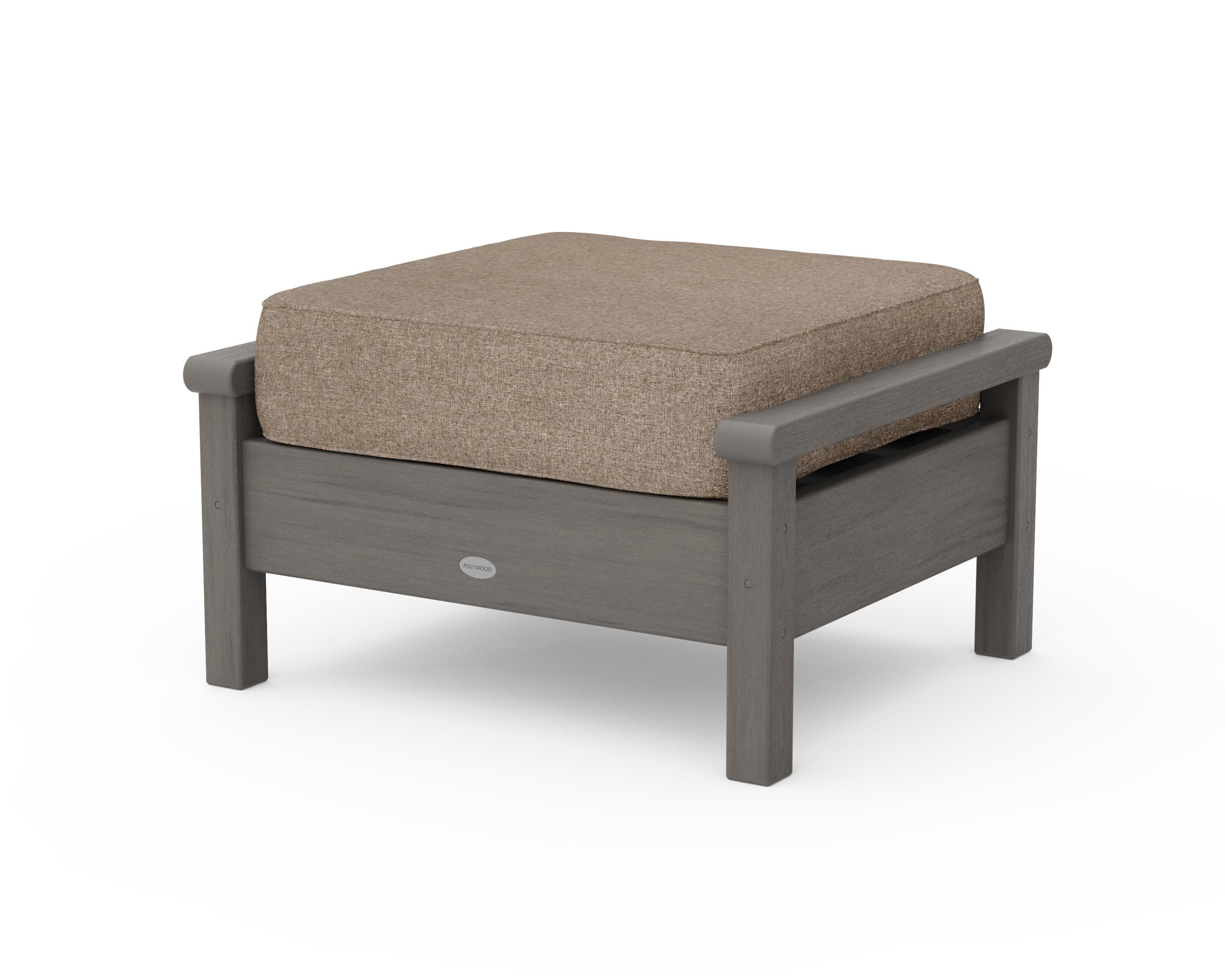 Harbour Deep Seating Ottoman in Driftwood / Spiced Burlap