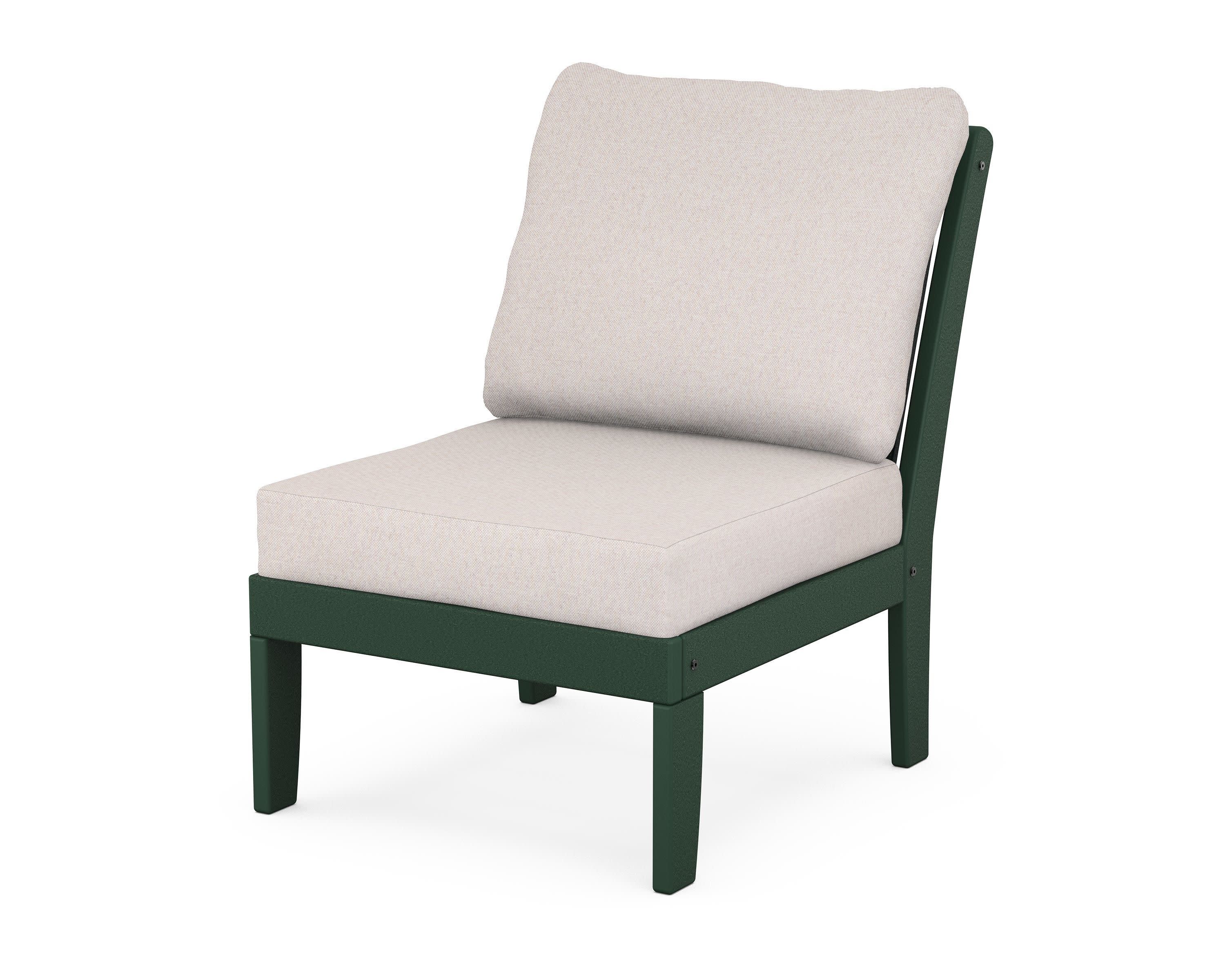 Braxton Modular Armless Chair in Green / Dune Burlap