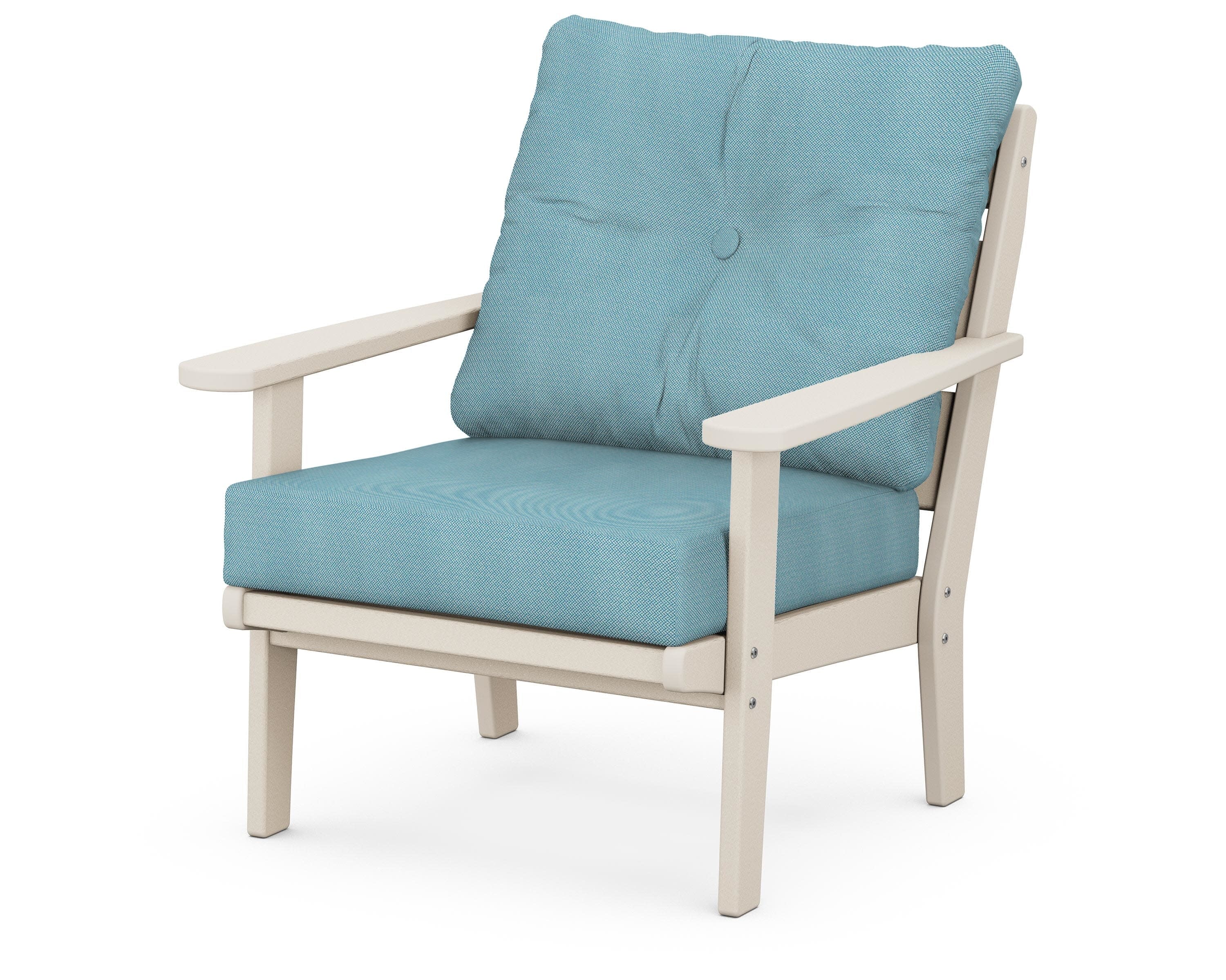 Lakeside Deep Seating Chair in Sand / Lattice Sky Blue