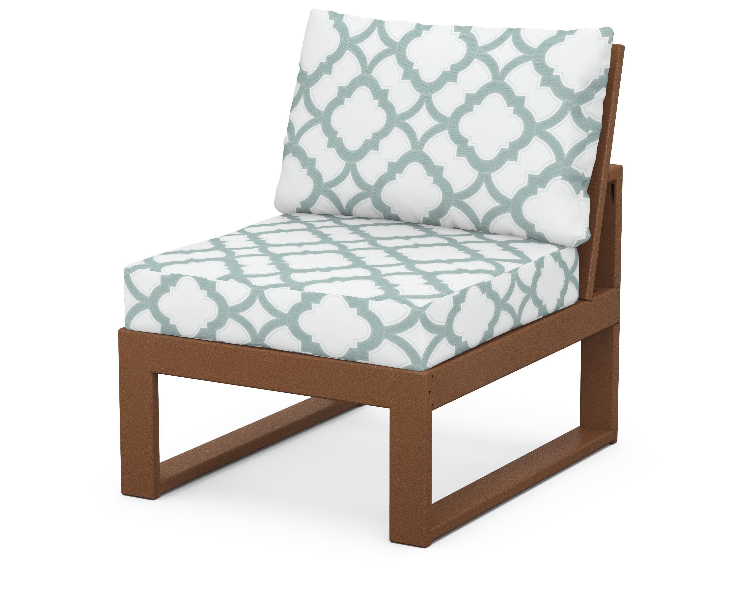 Modular Armless Chair in Teak / Trellis Glacier Spa