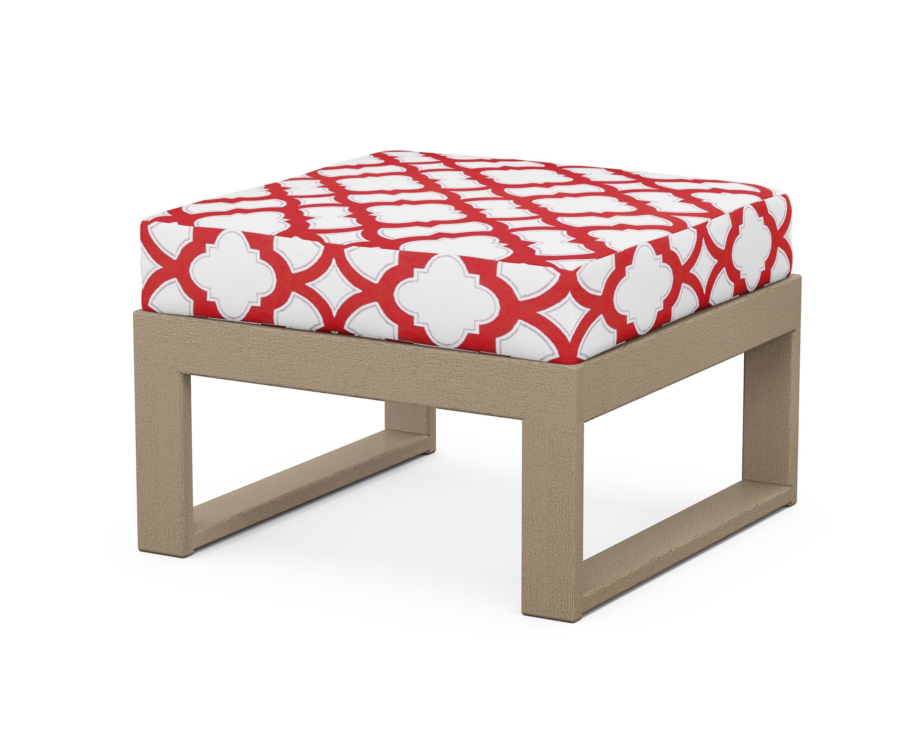 Modular Ottoman - Modern in Vintage Sahara / Trellis Crimson