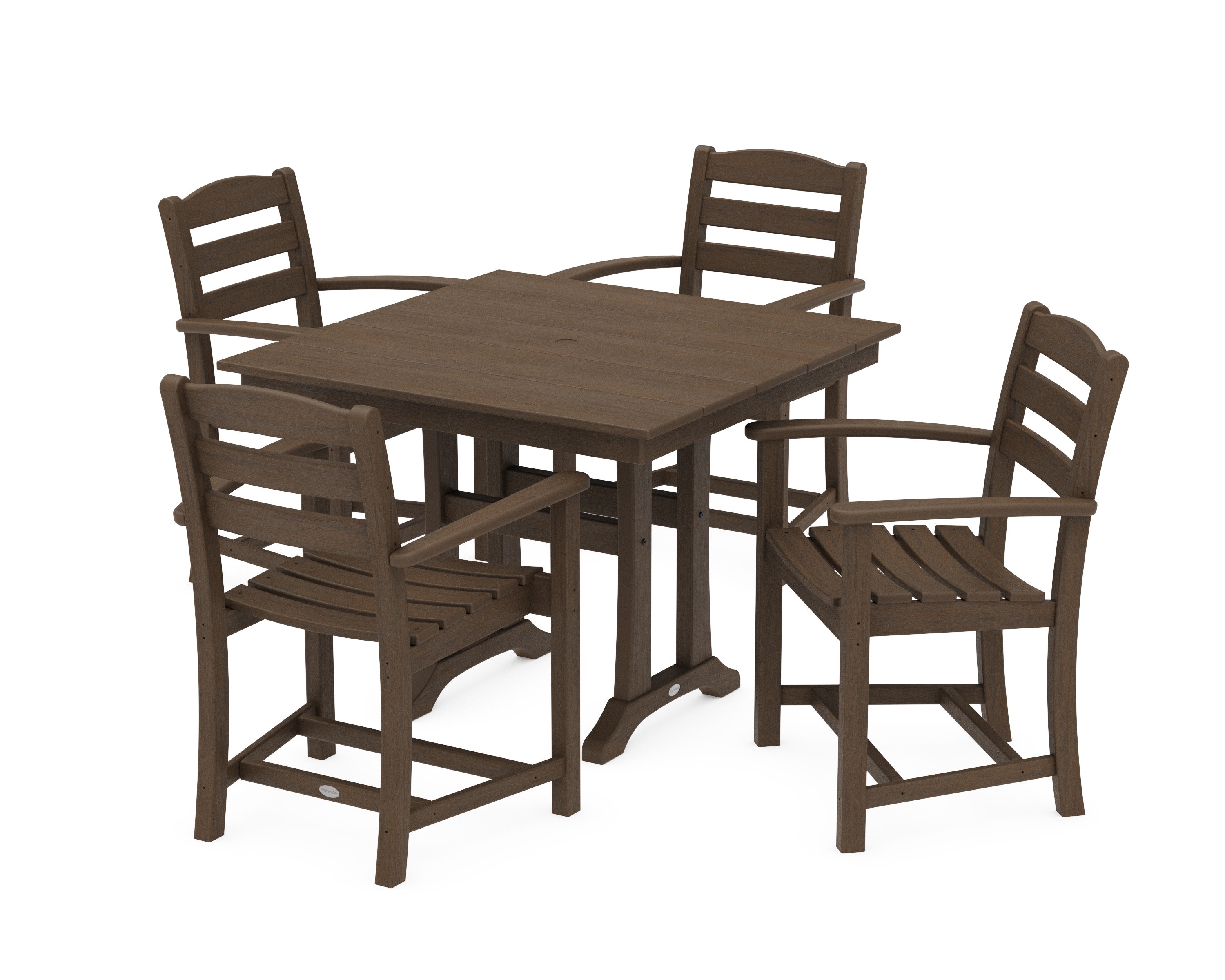 La Casa Caf 5-Piece Farmhouse Trestle Arm Chair Dining Set in Kona