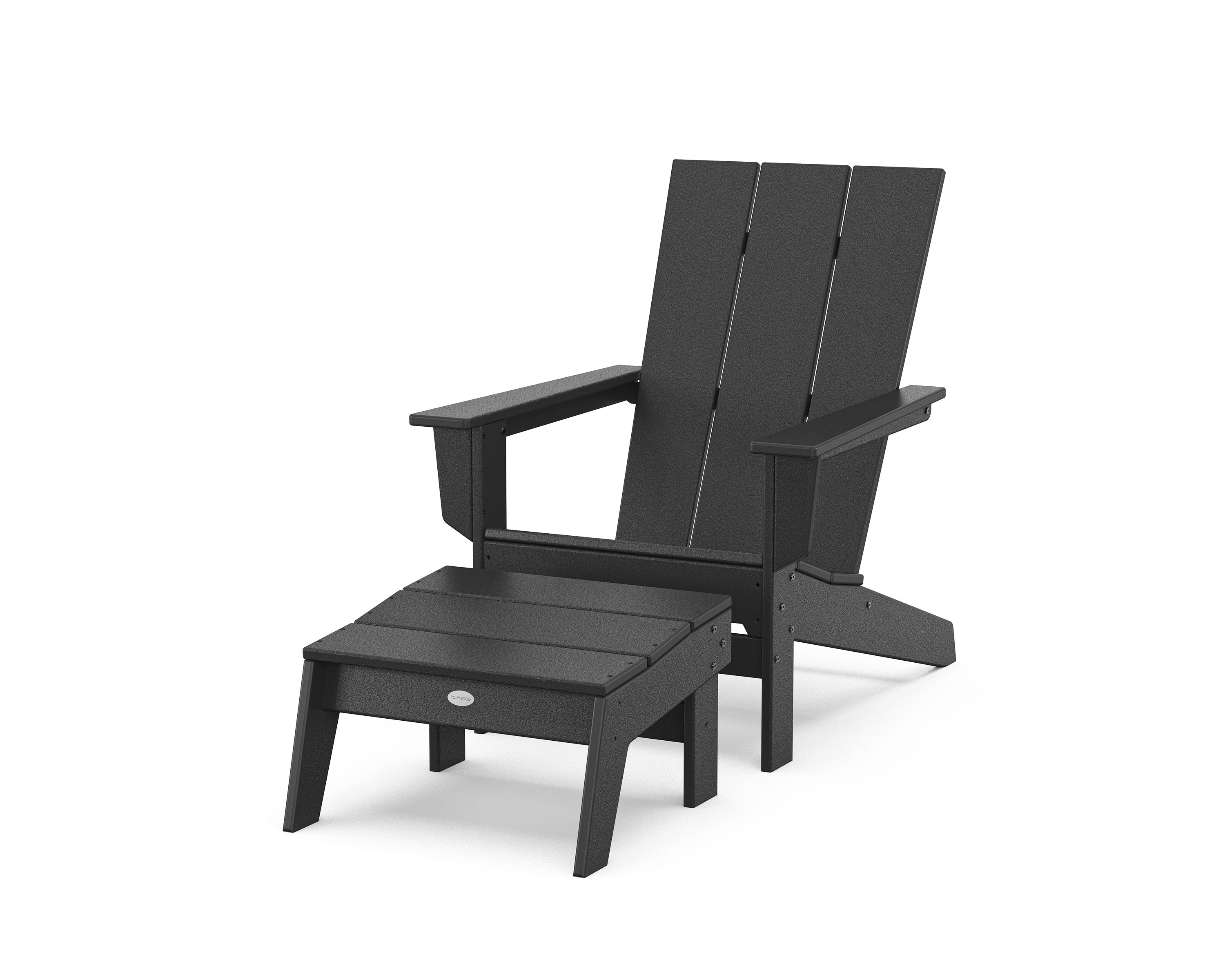 Modern Studio Adirondack Chair with Ottoman in Black