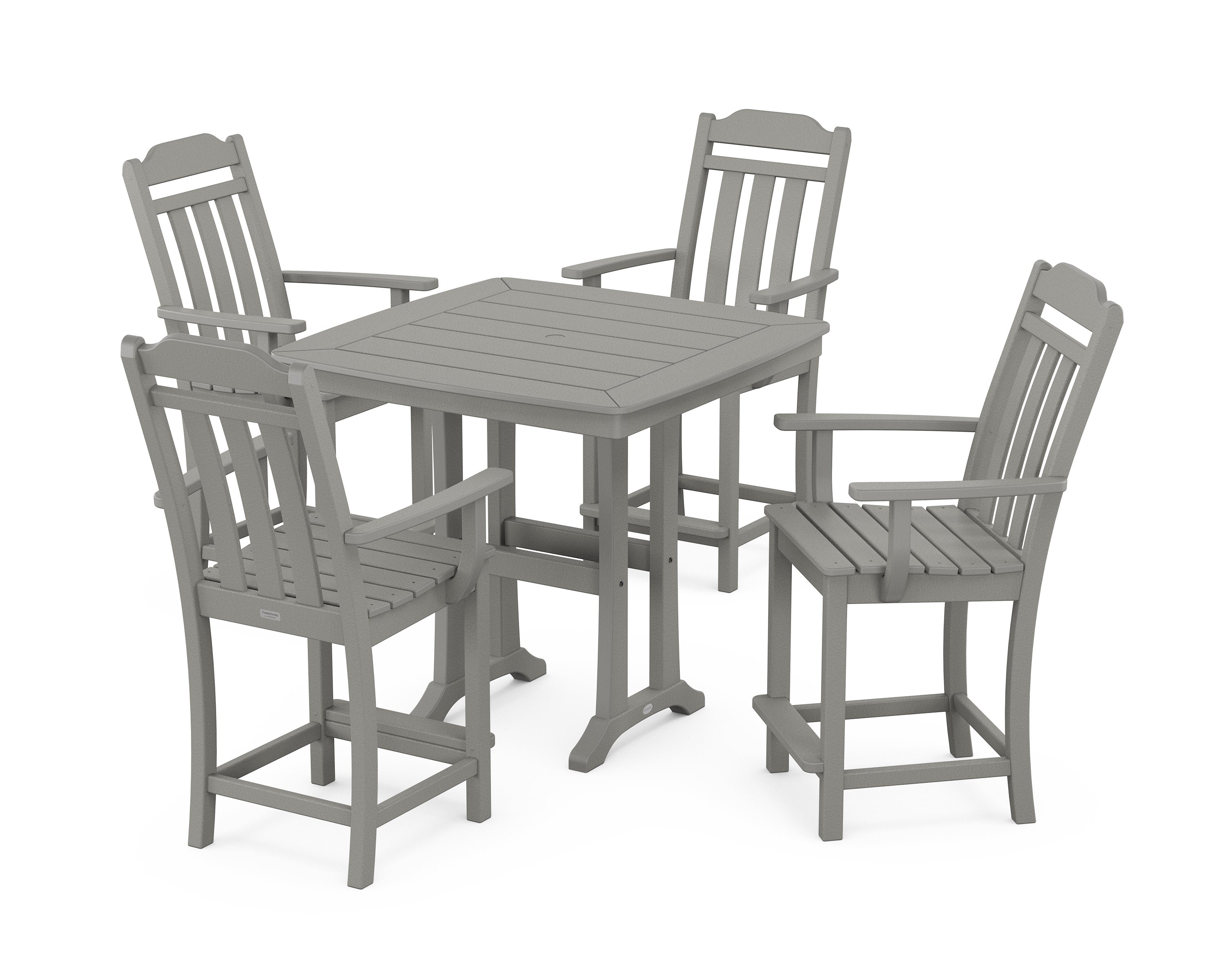 Cottage 5-Piece Counter Set with Trestle Legs in Slate Grey