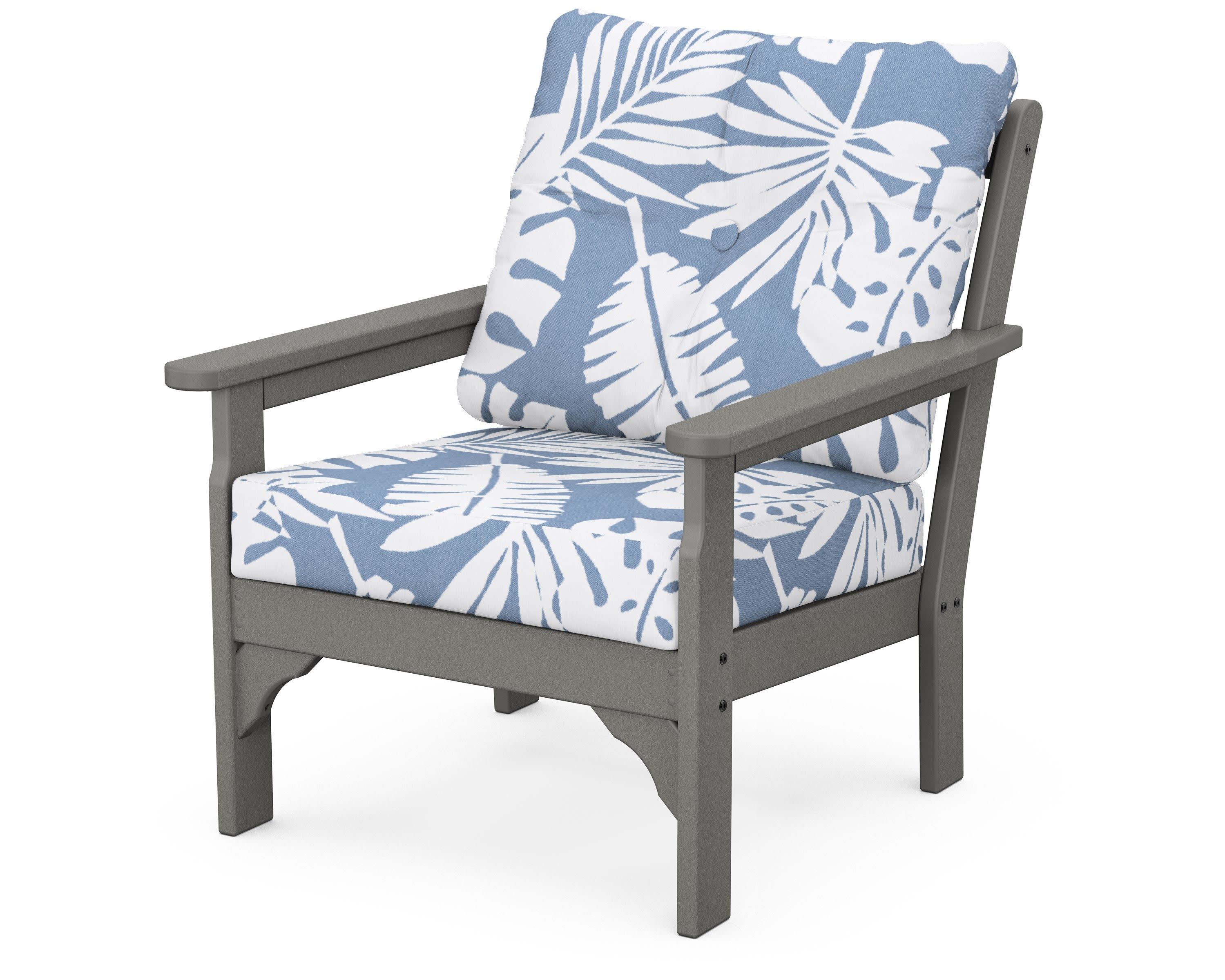 Vineyard Deep Seating Chair in Slate Grey / Leaf Sky Blue