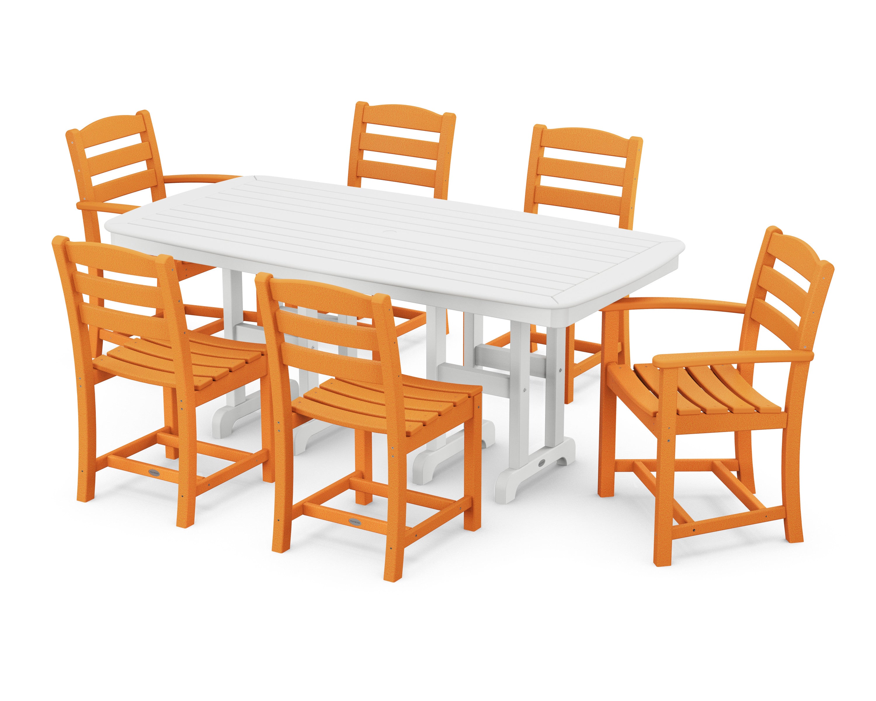 La Casa Caf 7-Piece Dining Set in Tangerine / White
