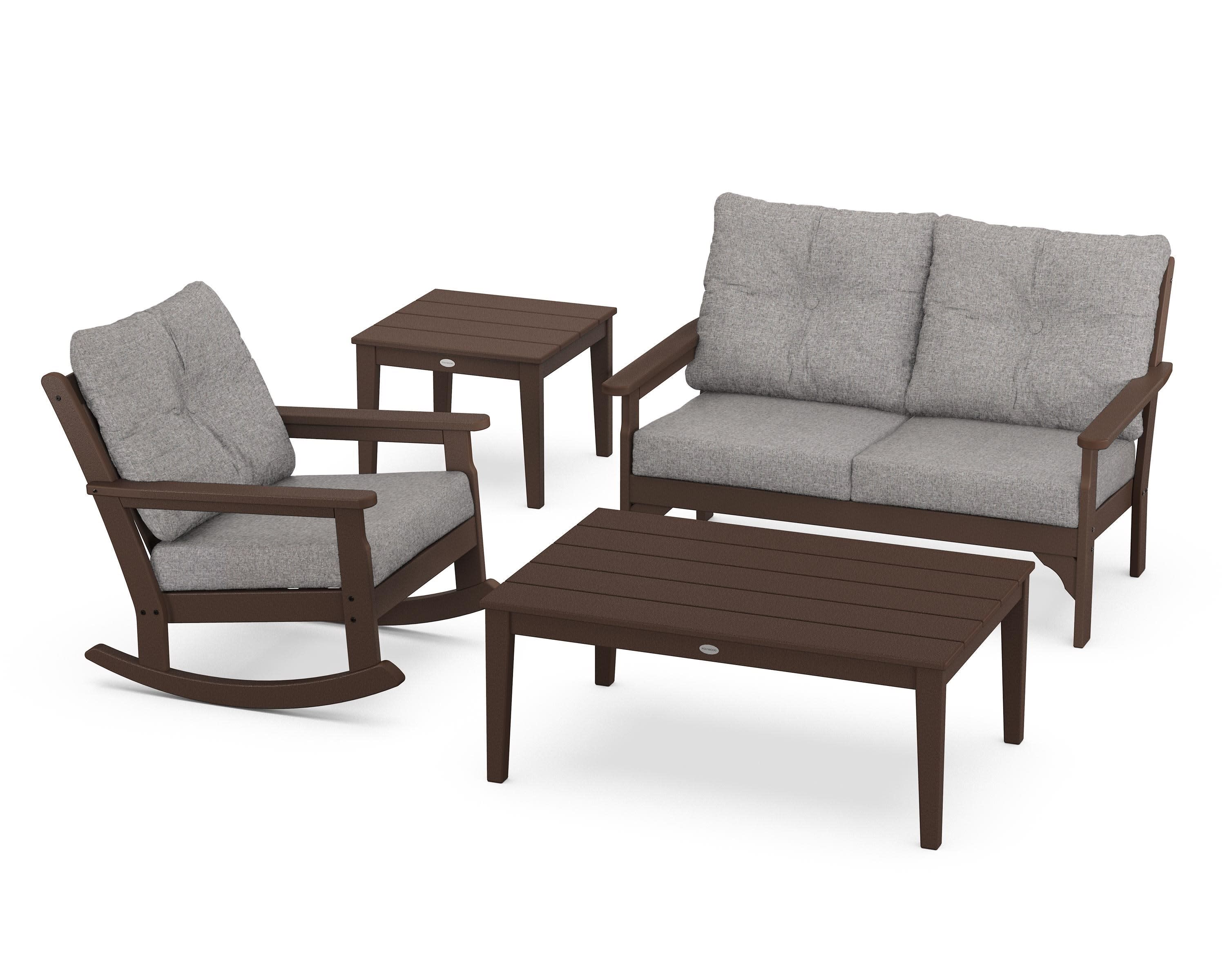 Vineyard 4-Piece Deep Seating Rocker Set in Mahogany / Grey Mist