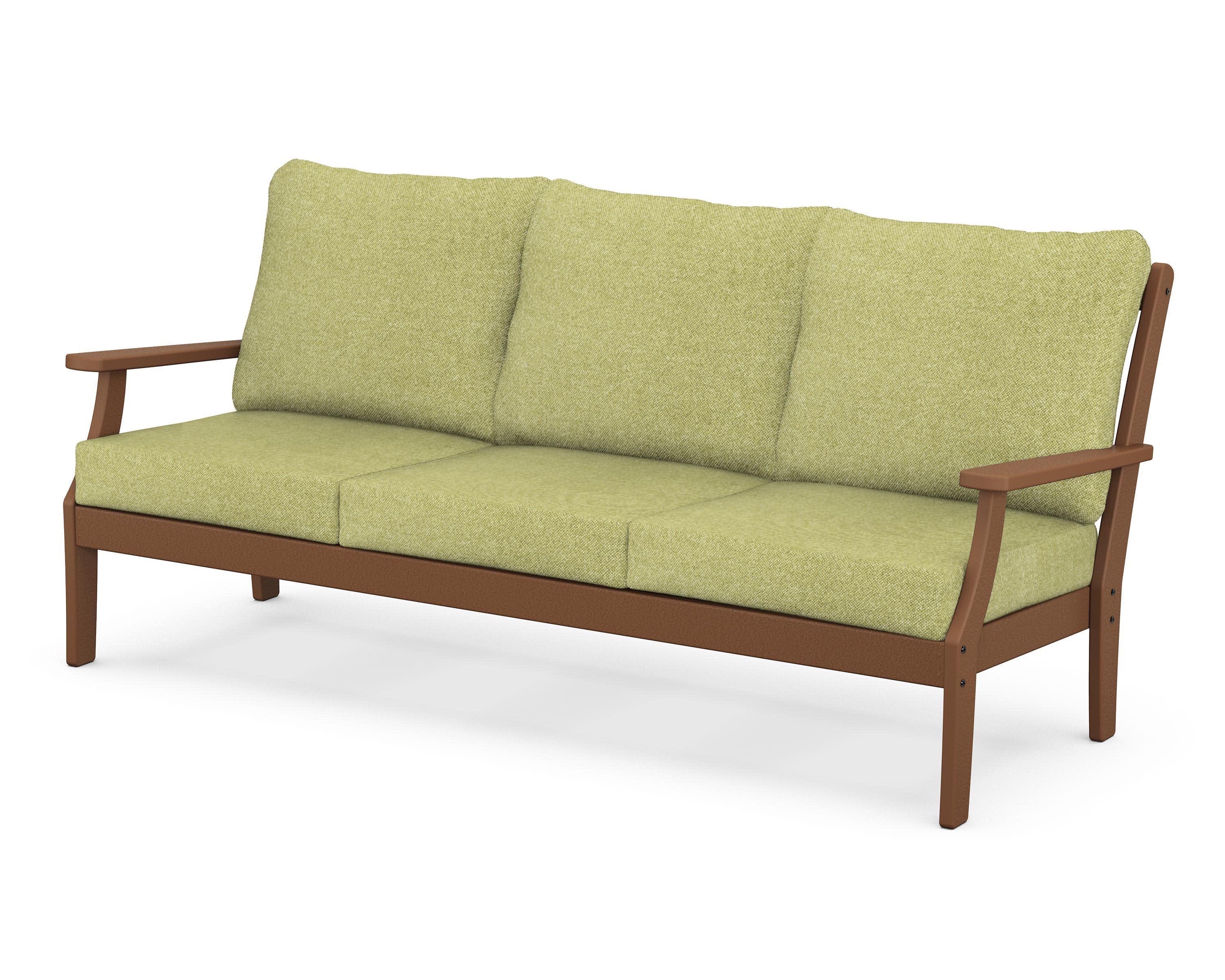 Braxton Deep Seating Sofa in Teak / Chartreuse Boucle