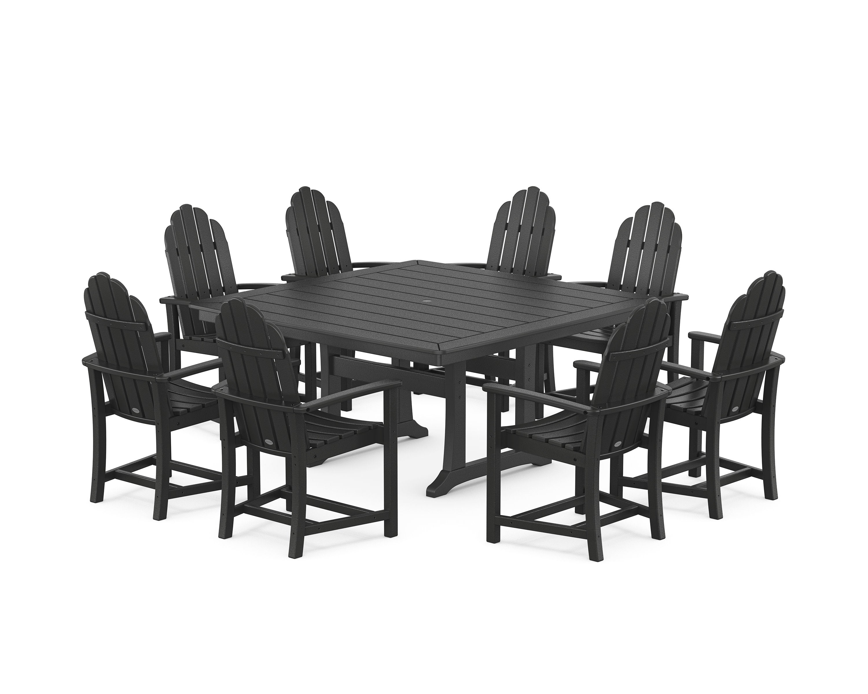 Classic Adirondack 9-Piece Square Dining Set with Trestle Legs in Black