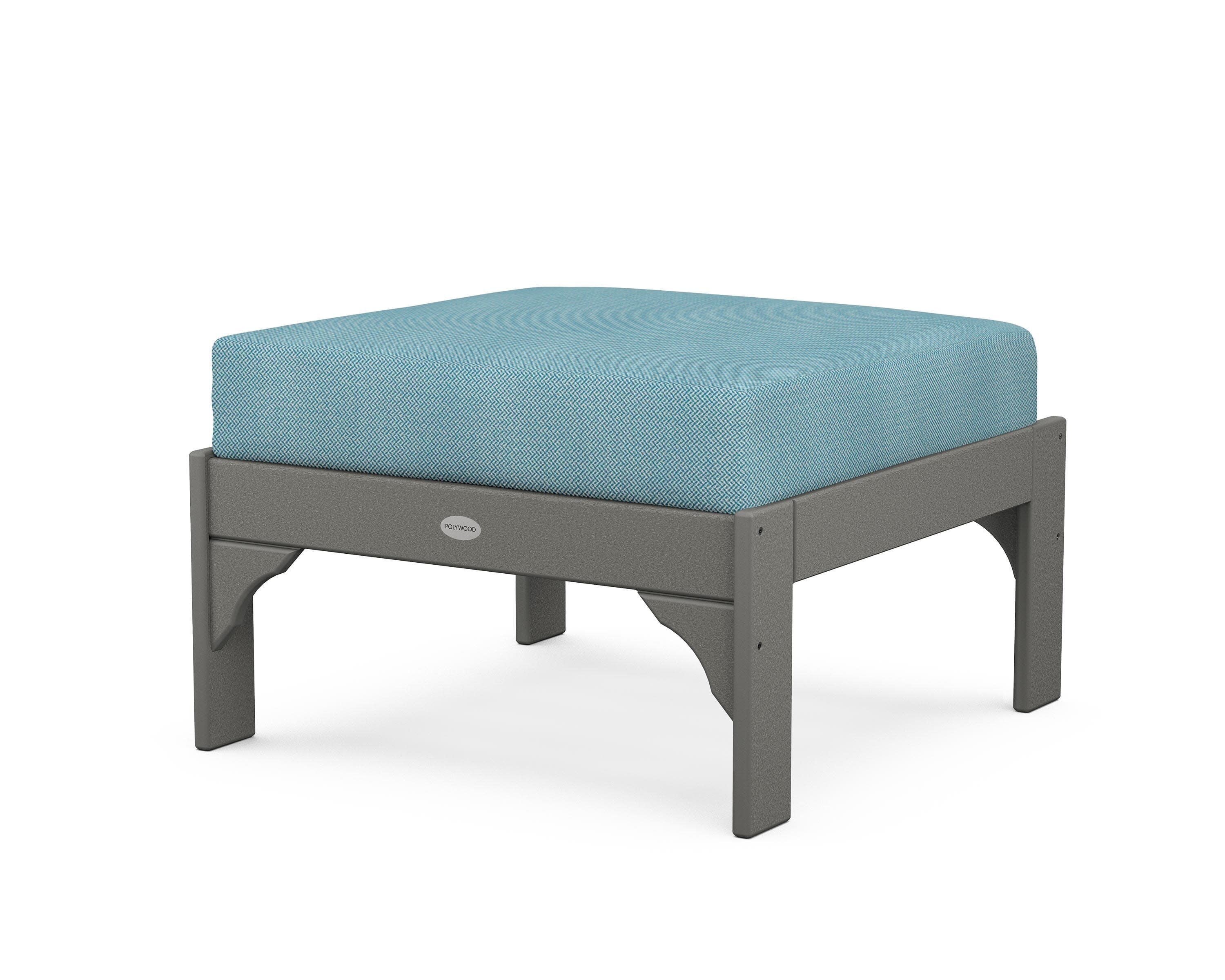 Vineyard Deep Seating Ottoman in Slate Grey / Lattice Sky Blue