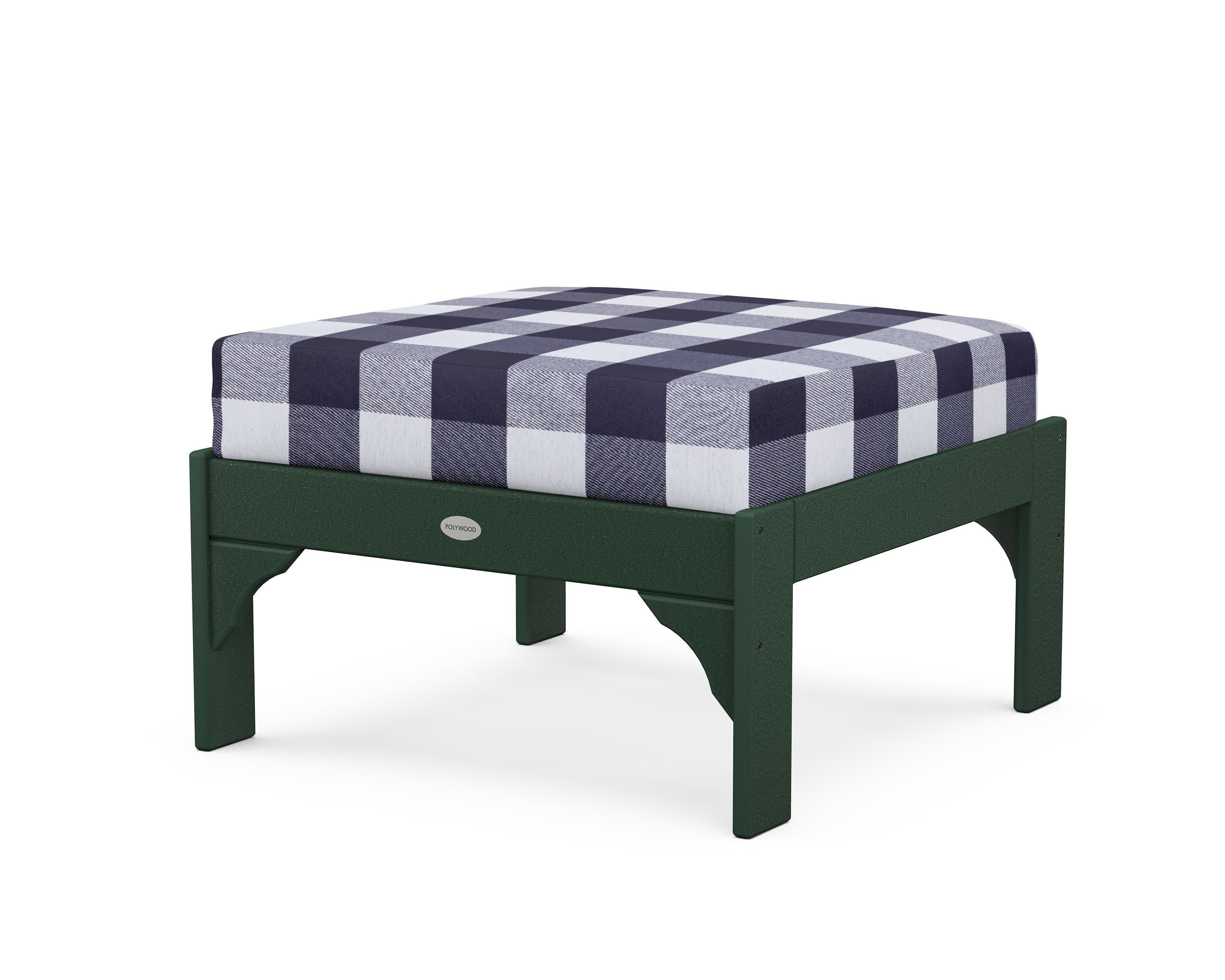 Vineyard Deep Seating Ottoman in Green / Buffalo Plaid Navy