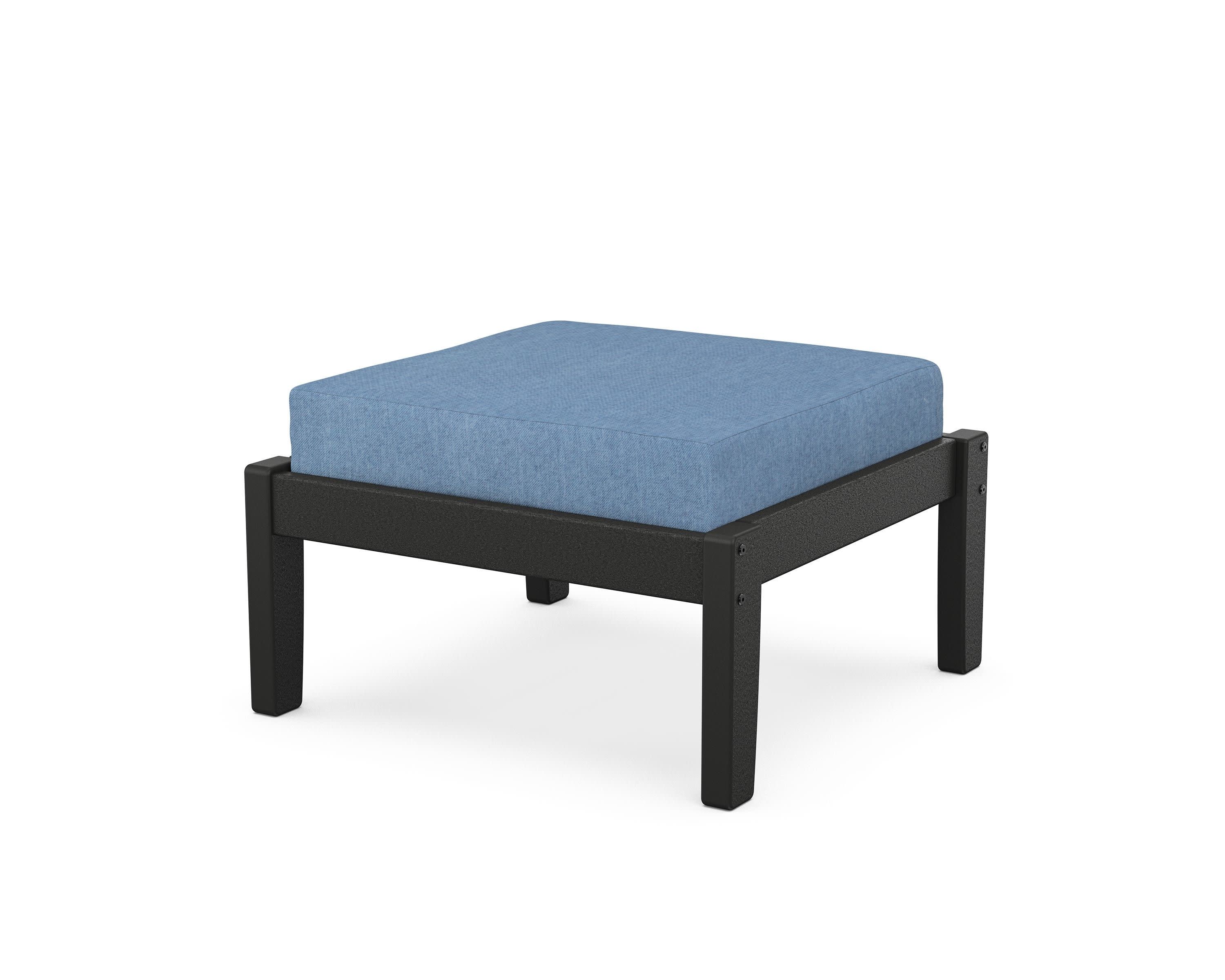 Deep Seating Ottoman in Black / Sky Blue
