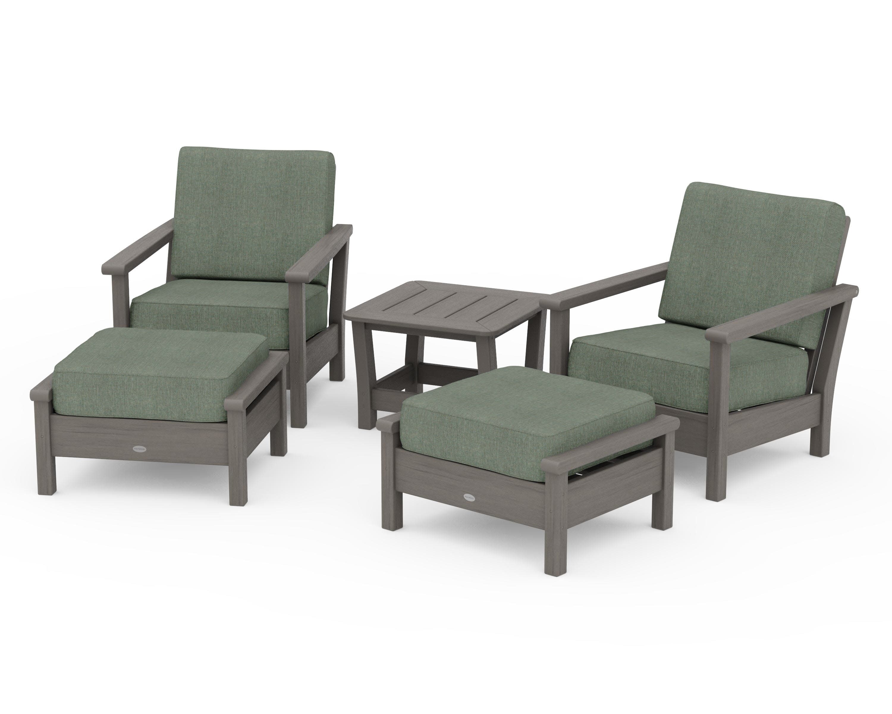 Harbour 5-Piece Deep Seating Chair Set in Driftwood / Cast Sage
