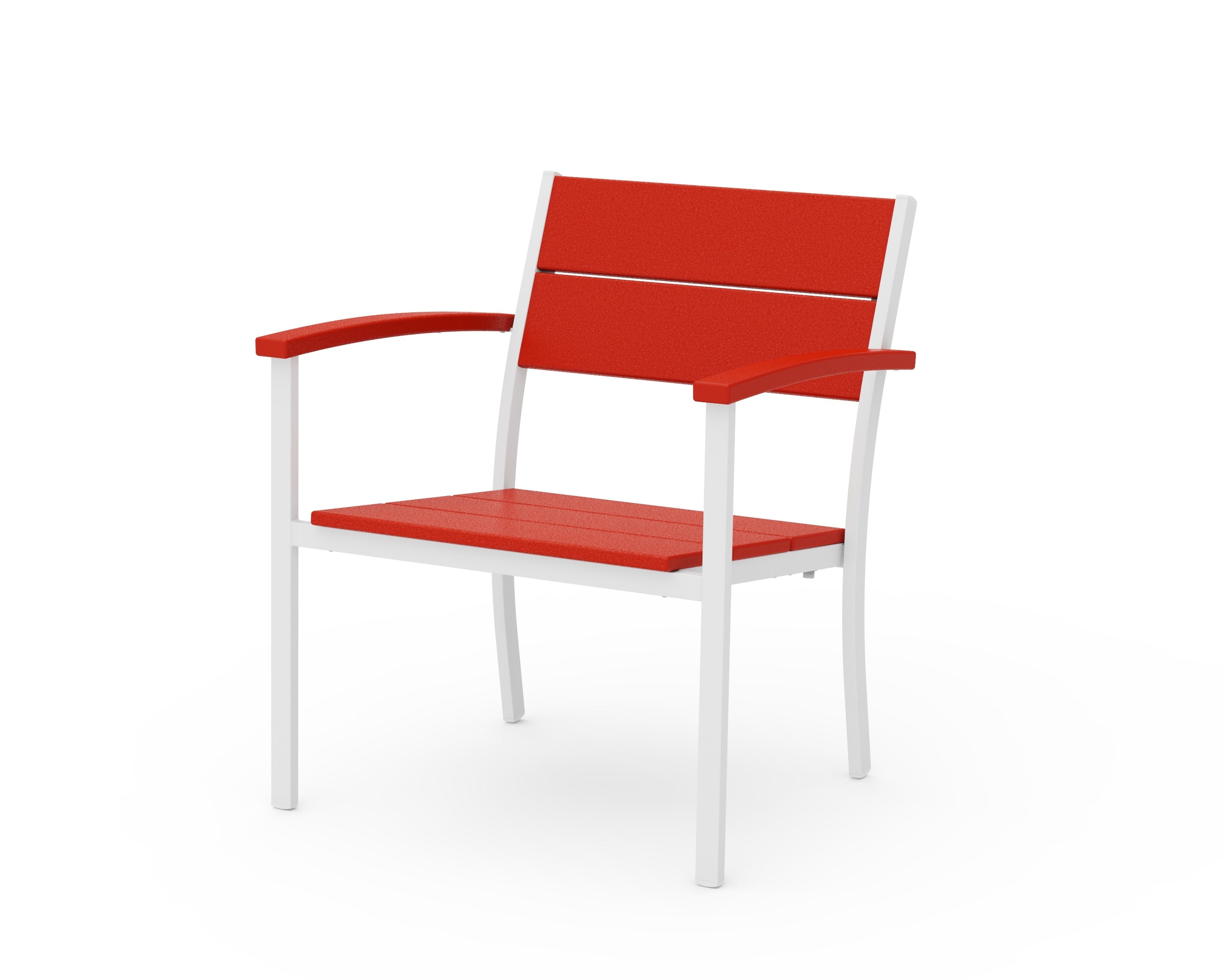 Main Street Stacking Lounge Arm Chair in White / Sunset Red