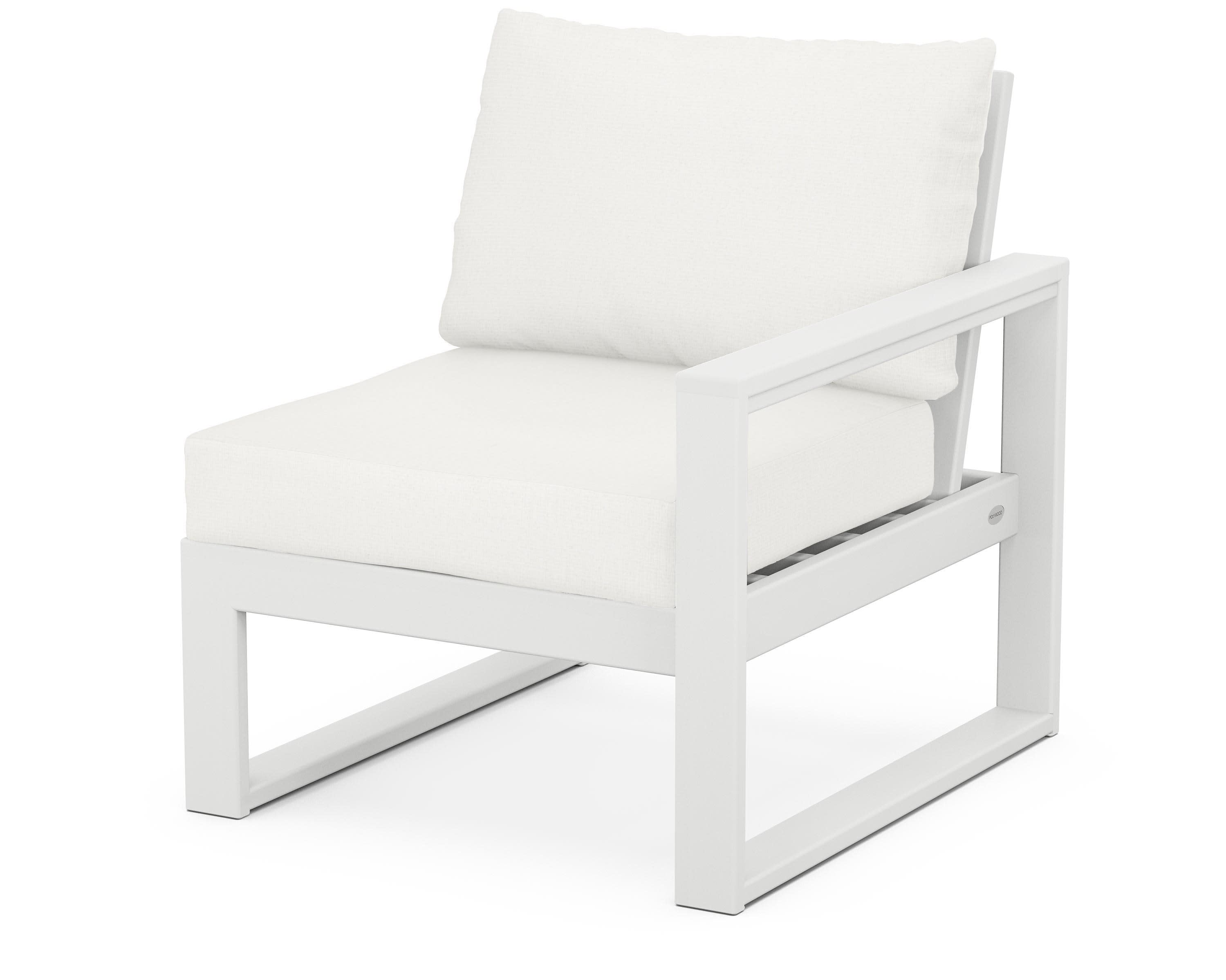 EDGE Modular Right Arm Chair in White / Natural Linen