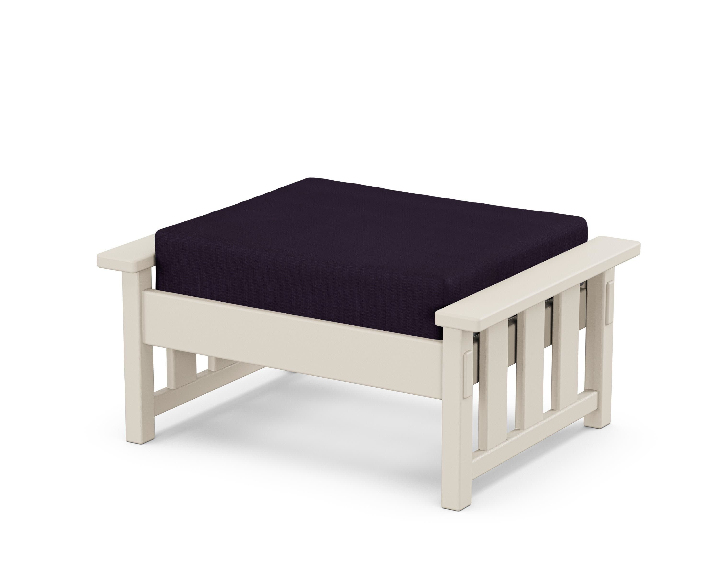 Acadia Deep Seating Ottoman in Sand / Navy Linen