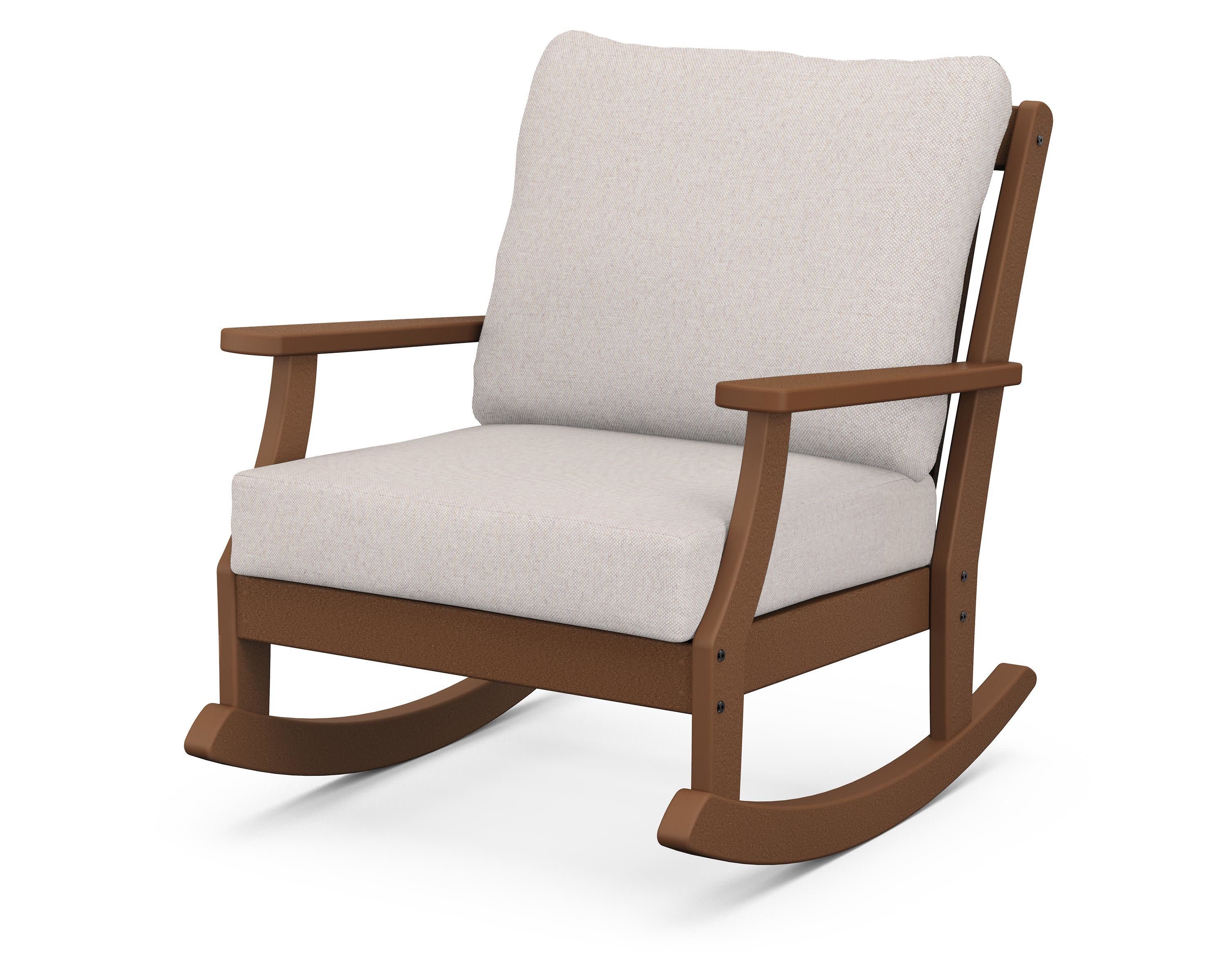 Braxton Deep Seating Rocking Chair in Teak / Dune Burlap