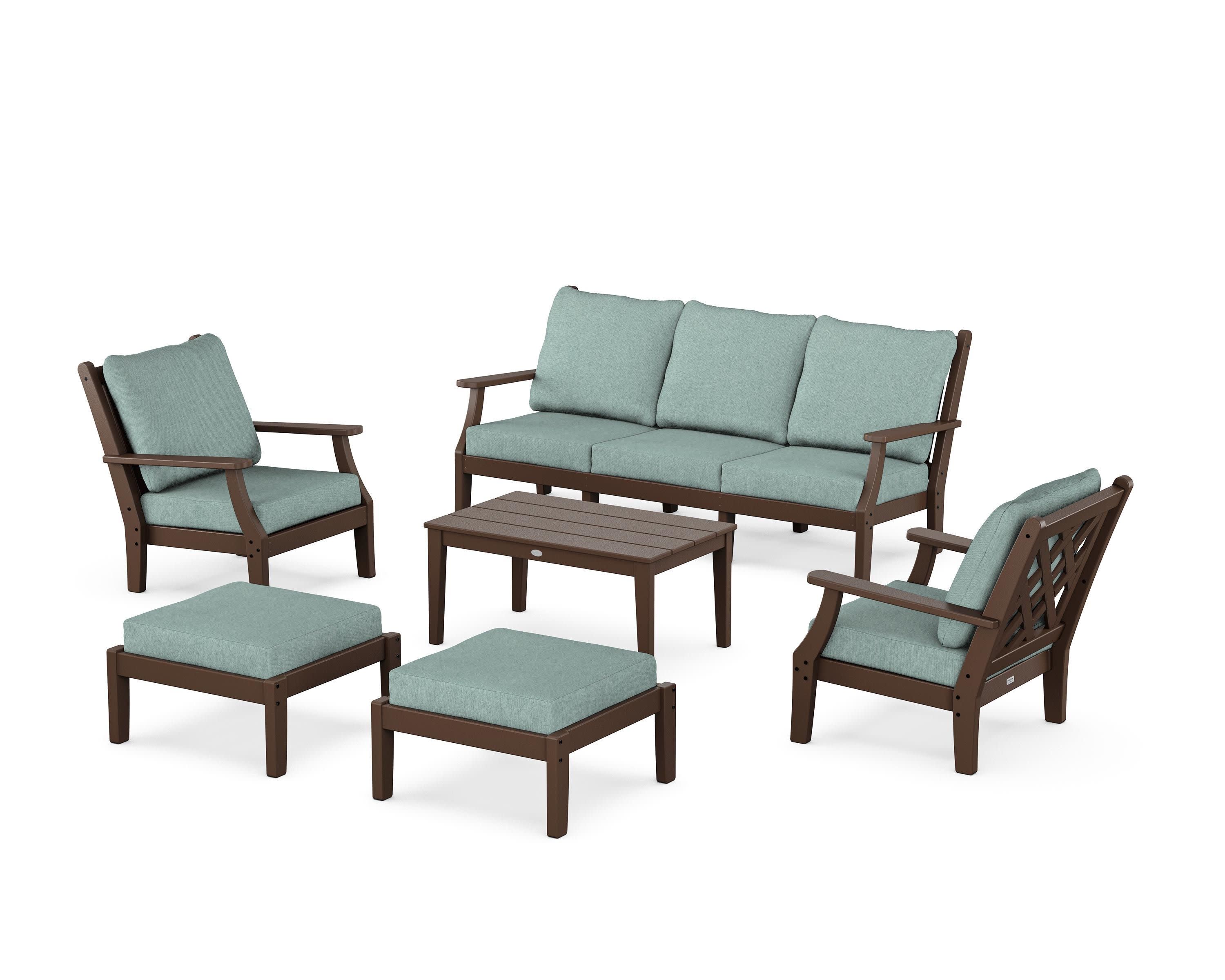 Wovendale 6-Piece Lounge Sofa Set in Mahogany / Glacier Spa