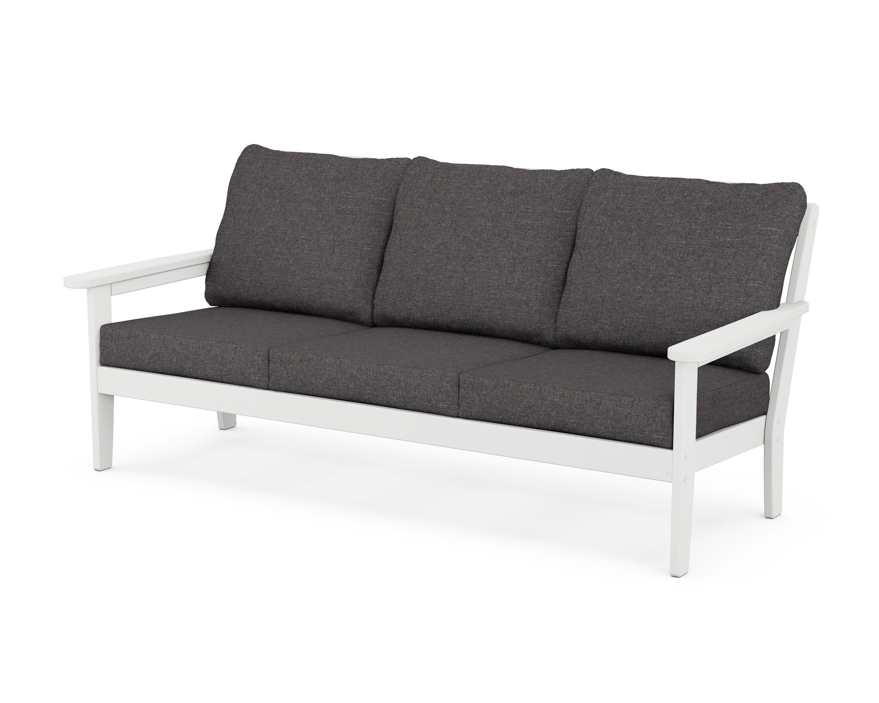 Cottage Deep Seating Sofa in White / Ash Charcoal