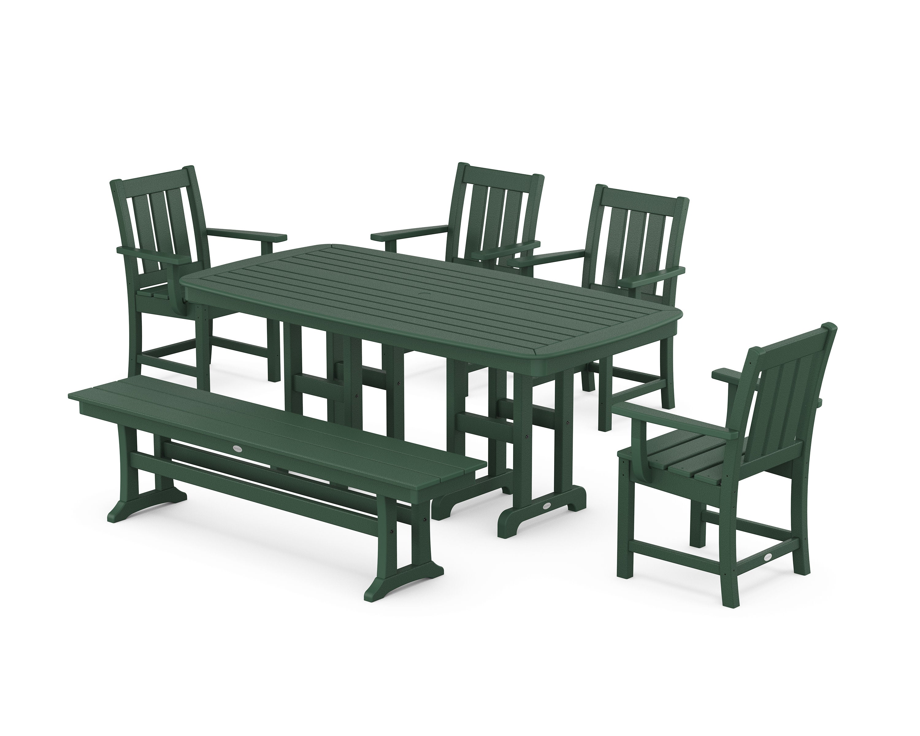 Oxford 6-Piece Dining Set with Bench in Green