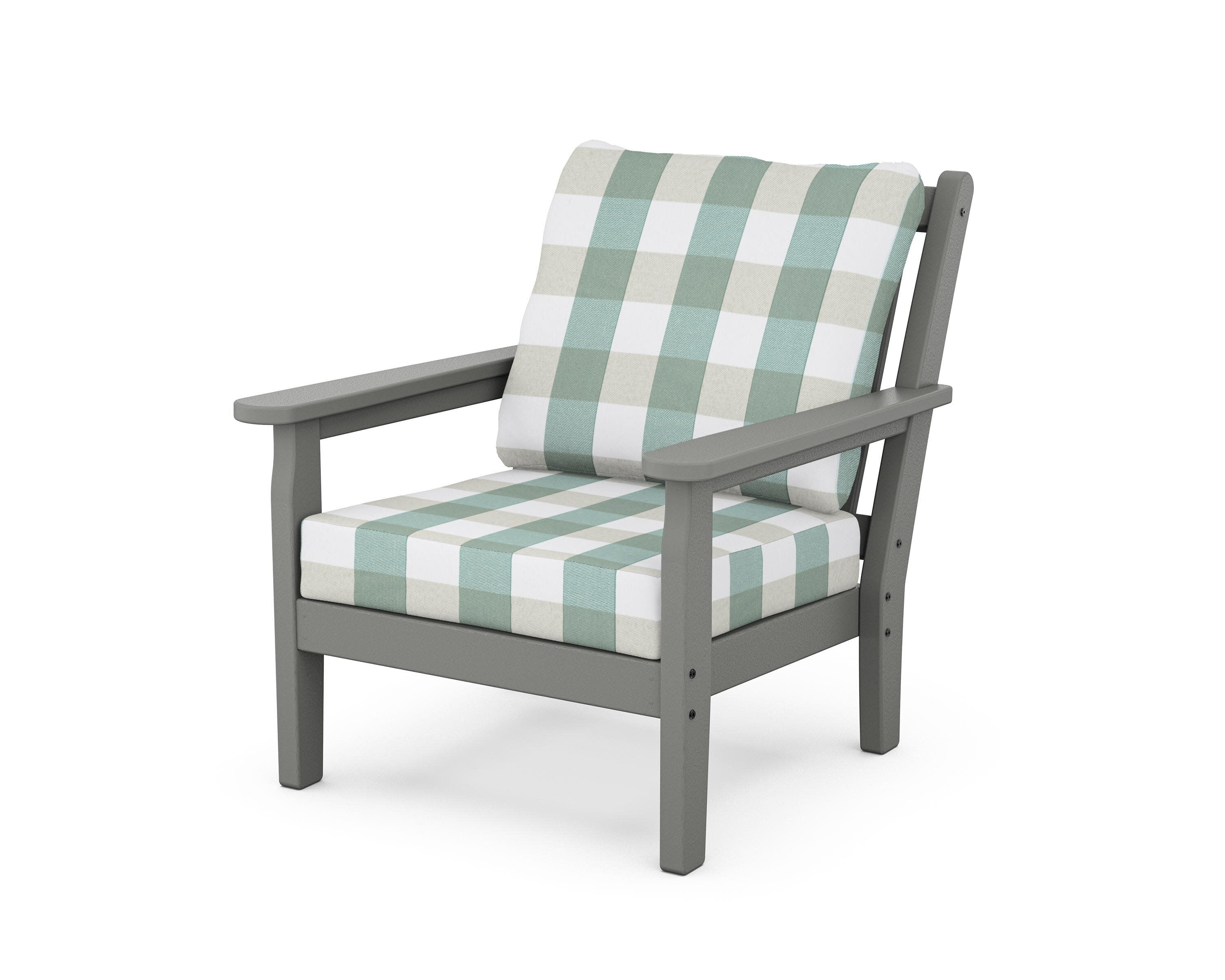 Chippendale Deep Seating Chair in Slate Grey / Buffalo Plaid Glacier Spa