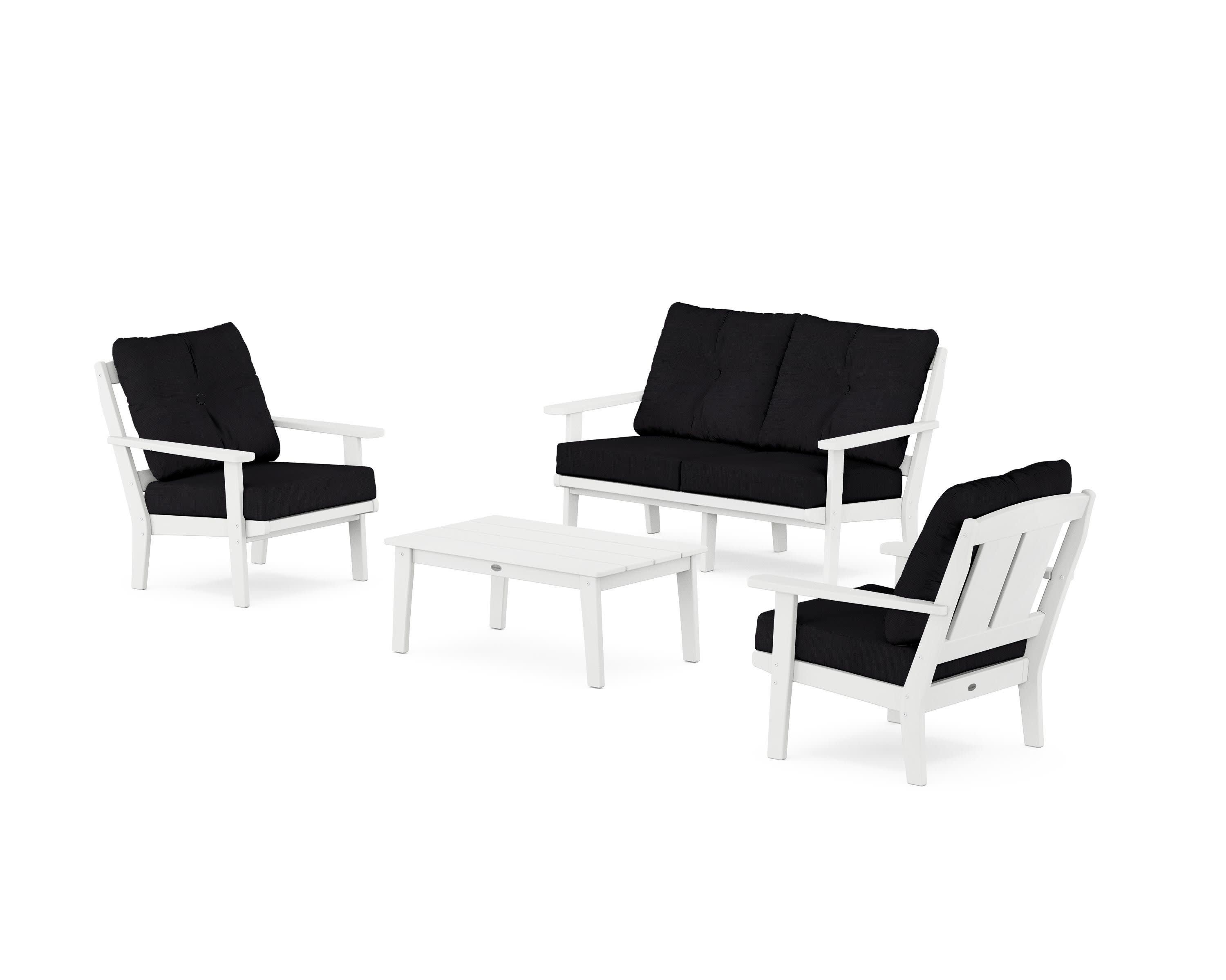 Mission 4-Piece Deep Seating Set with Loveseat in White / Midnight Linen