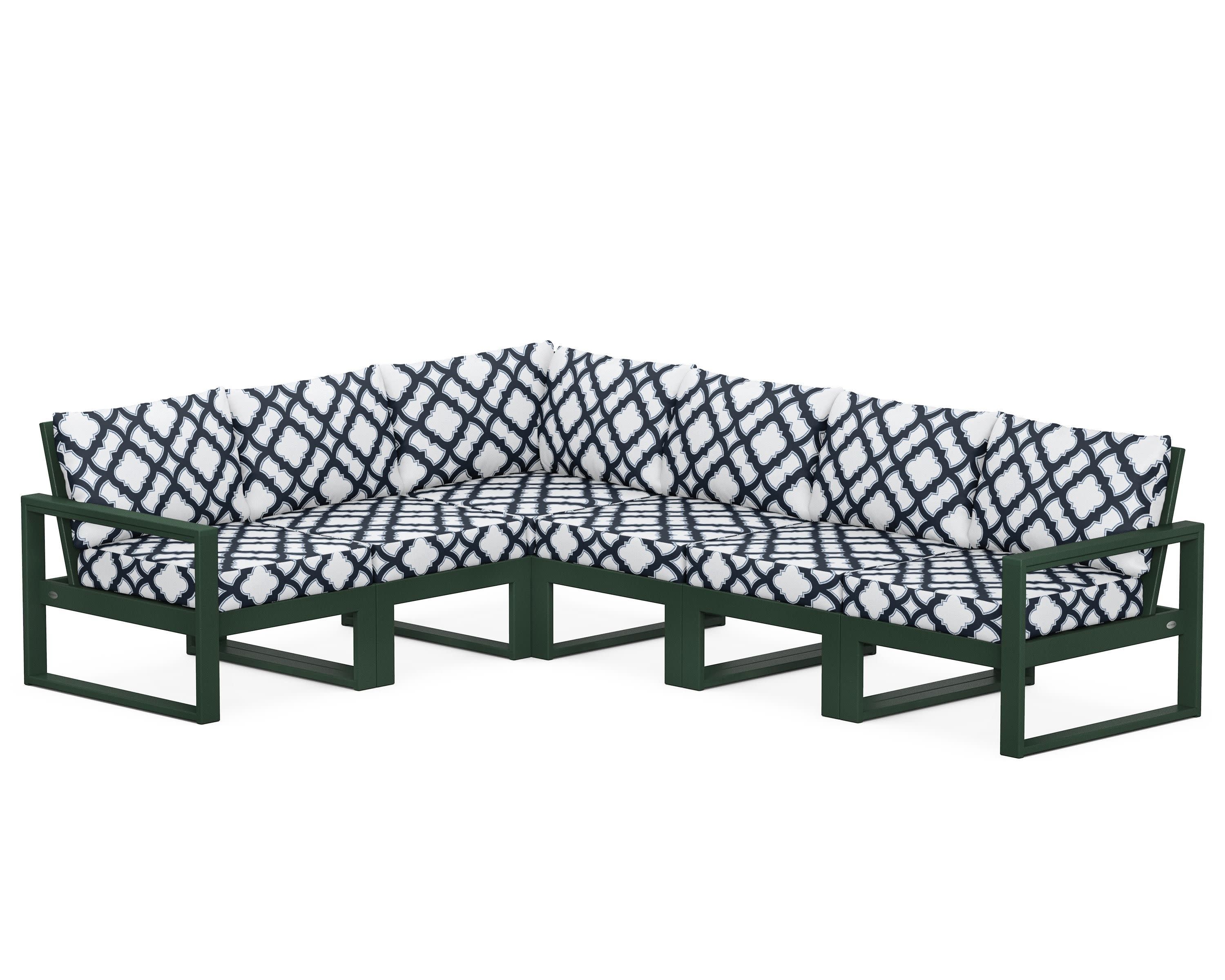 EDGE 6-Piece Modular Deep Seating Set in Green / Trellis Marine Indigo