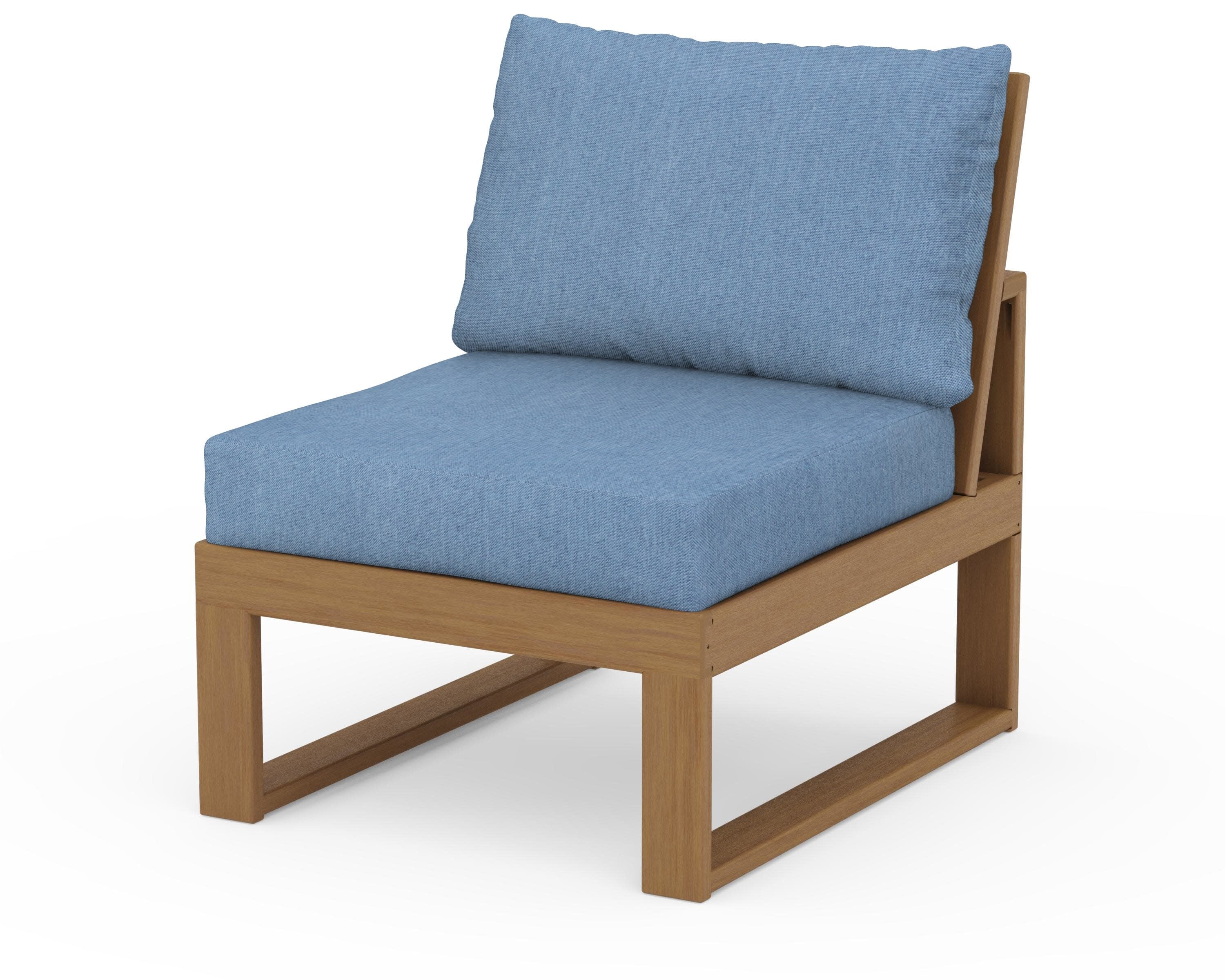Modular Armless Chair in Natural / Sky Blue
