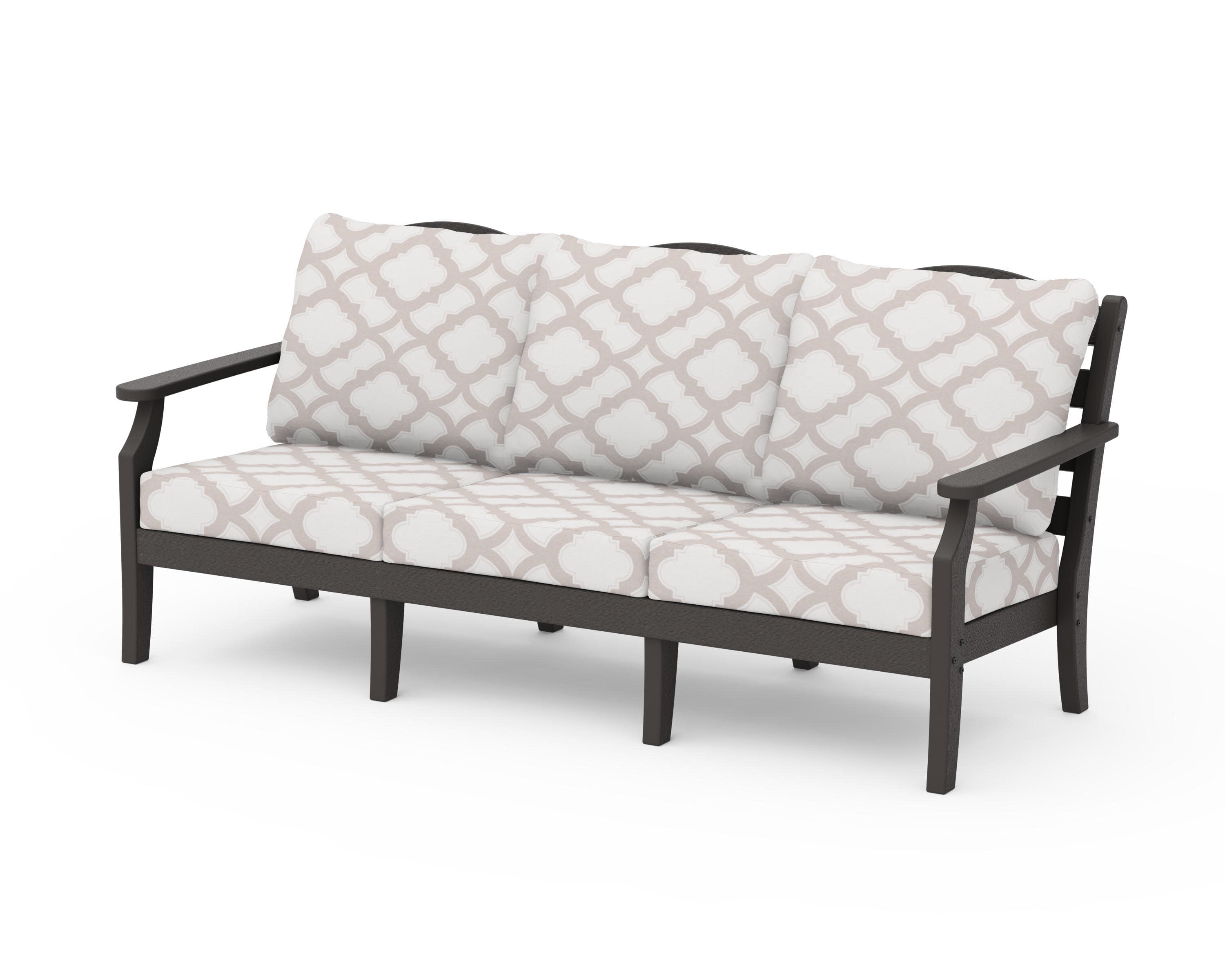 Savannah Deep Seating Sofa in Vintage Coffee / Trellis Dune Burlap