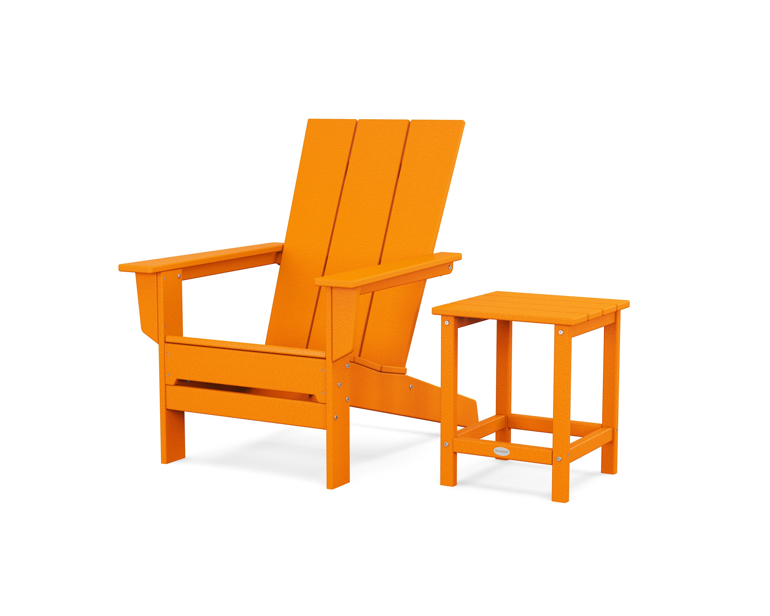 Modern Studio Adirondack Chair with Side Table in Tangerine