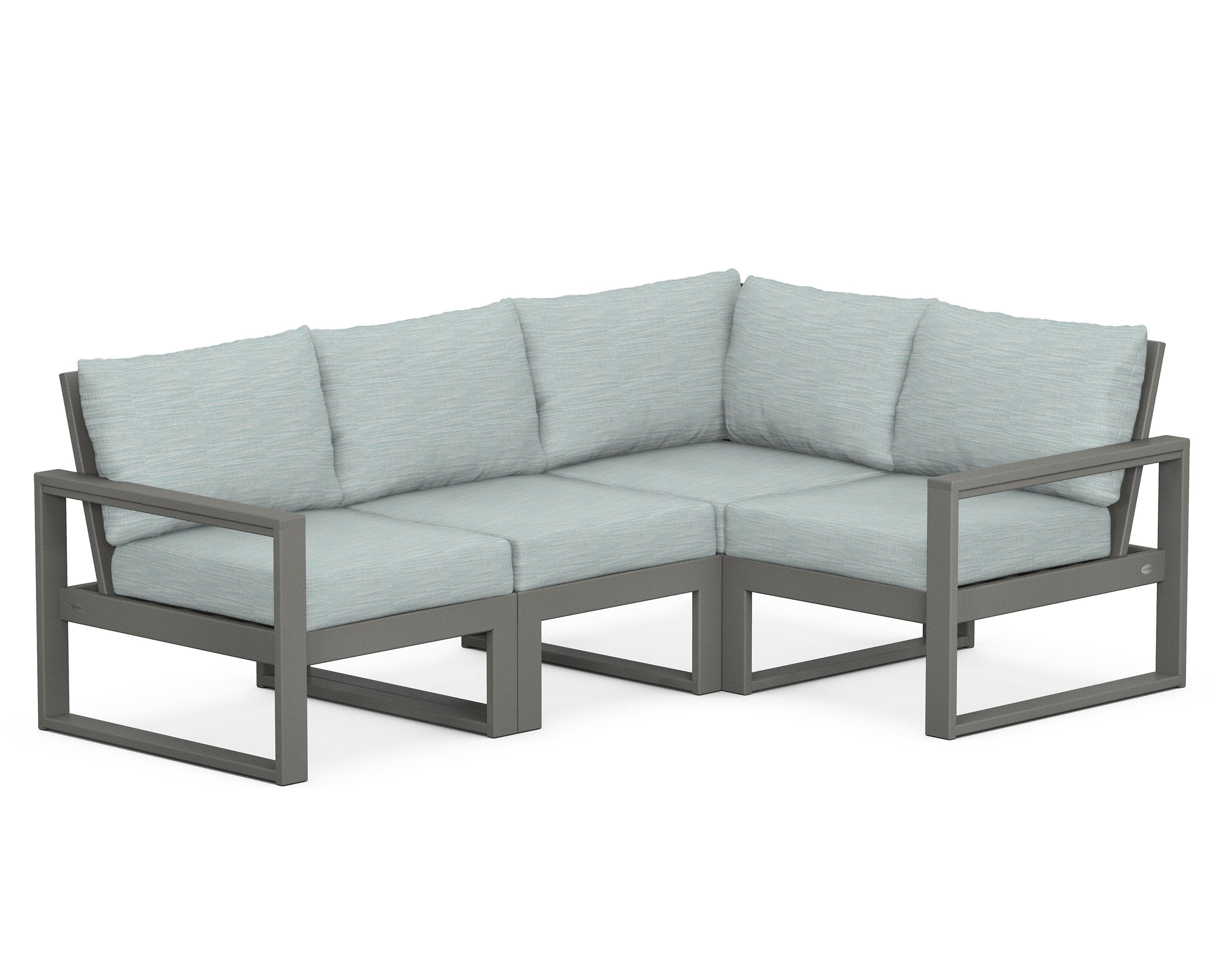 EDGE 4-Piece Modular Deep Seating Set in Slate Grey / Soothe Mist