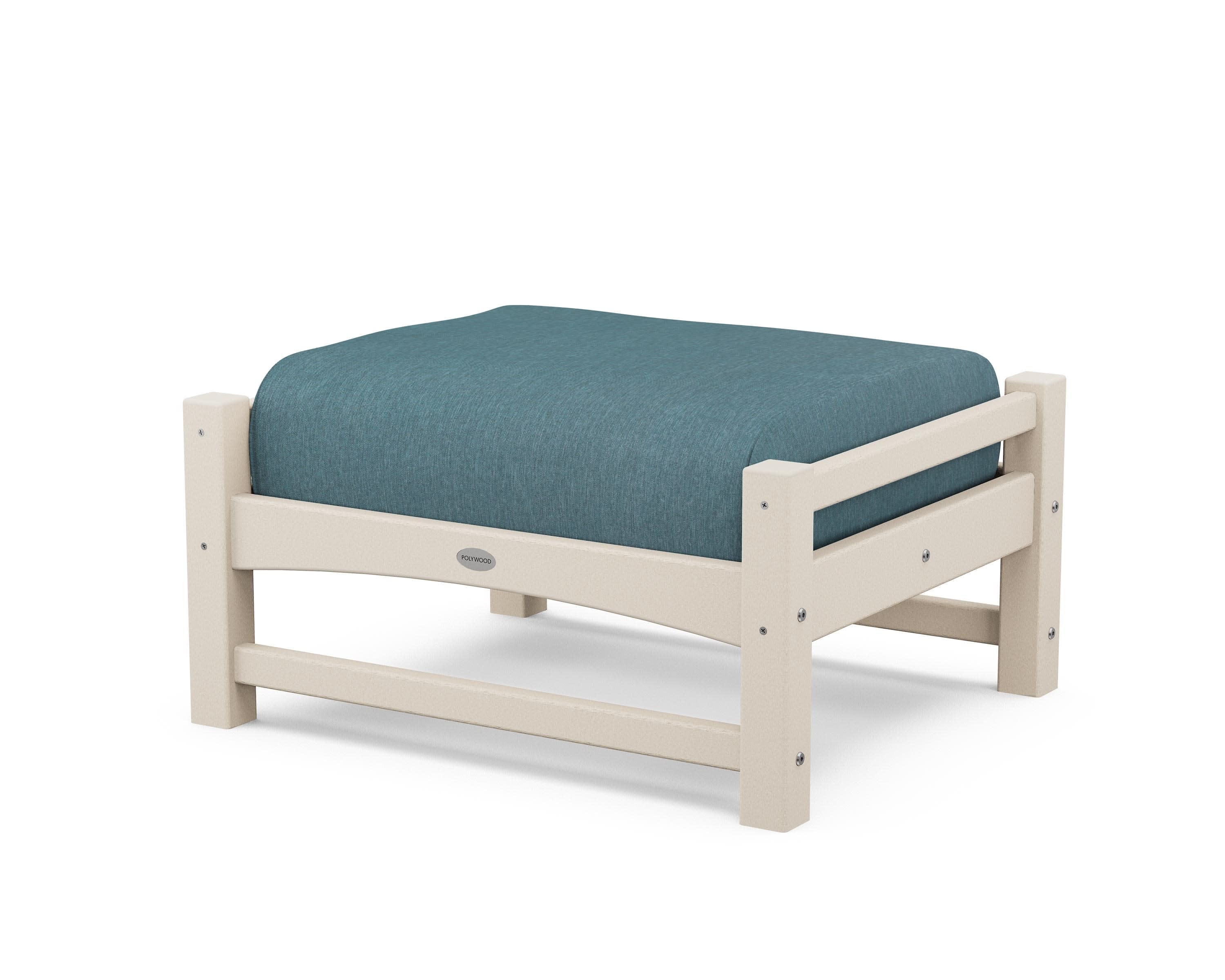 Club Ottoman in Sand / Ocean Teal