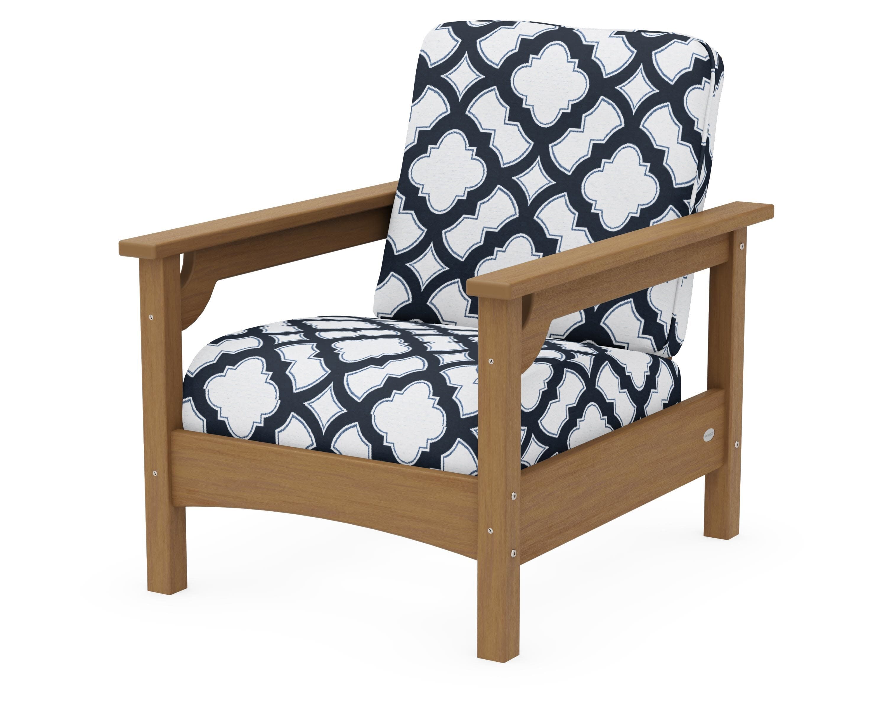 Club Chair in Natural / Trellis Marine Indigo