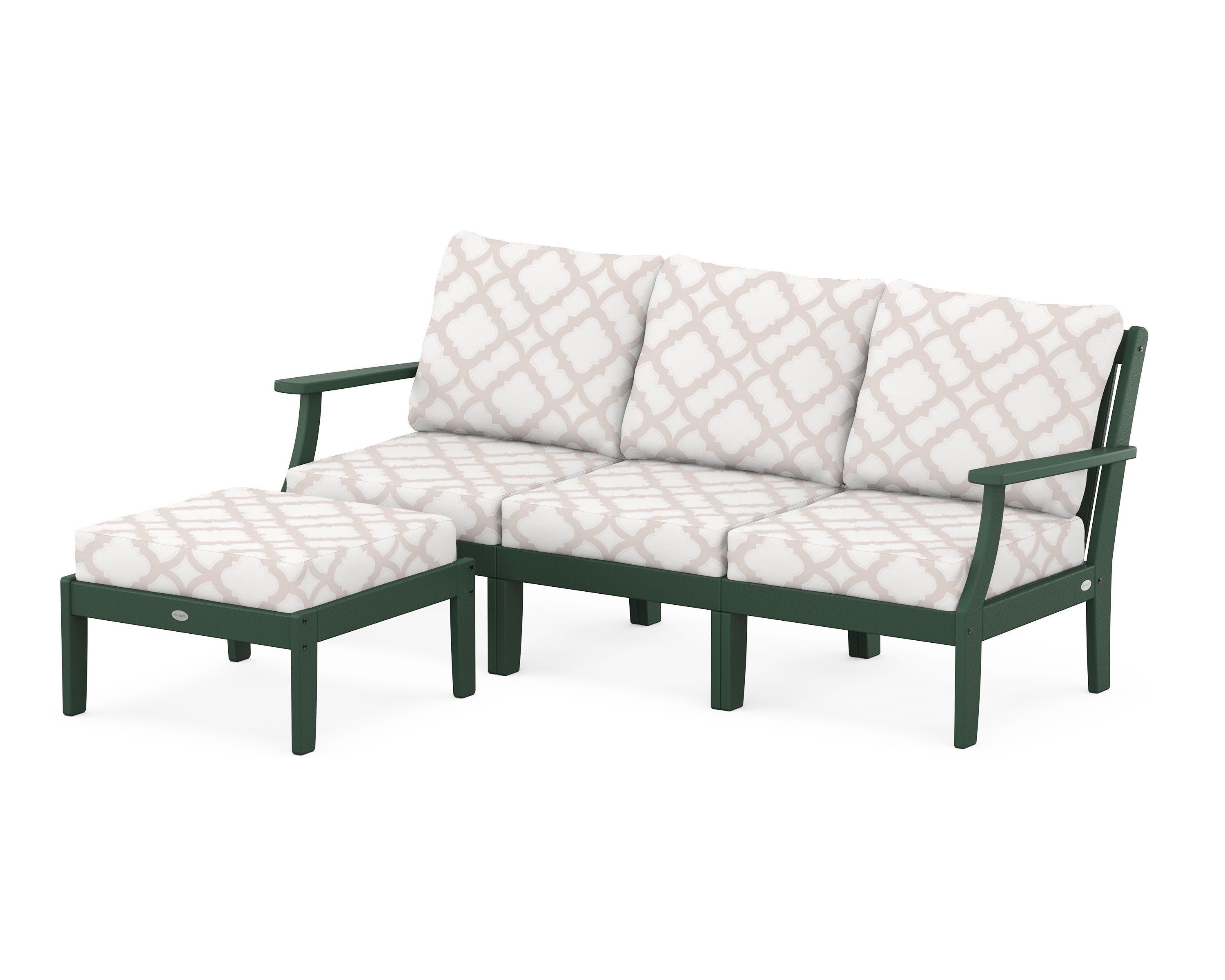 Braxton Modular 4-Piece Deep Seating Set with Ottoman in Green / Trellis Dune Burlap