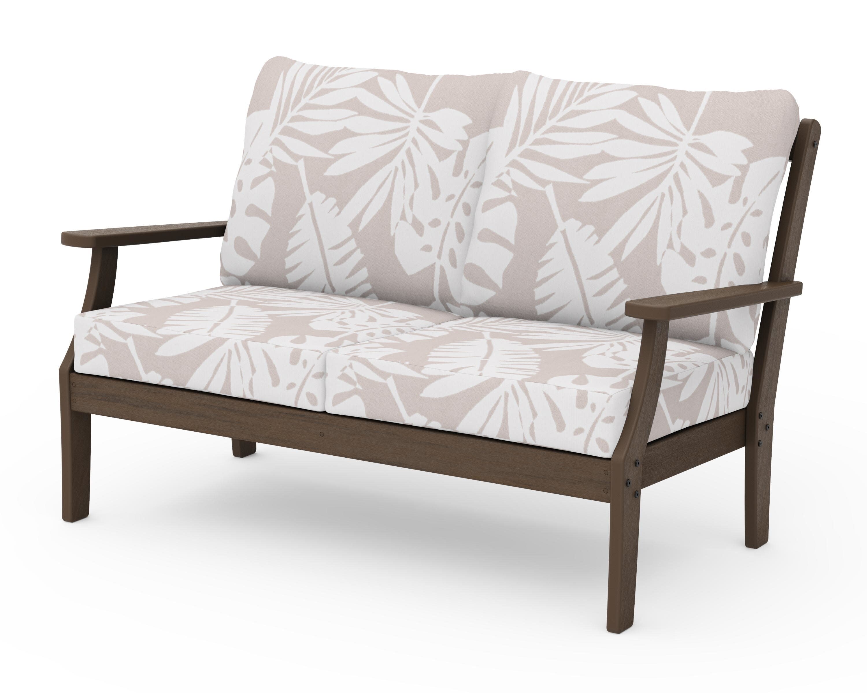 Braxton Deep Seating Loveseat in Kona / Leaf Dune Burlap