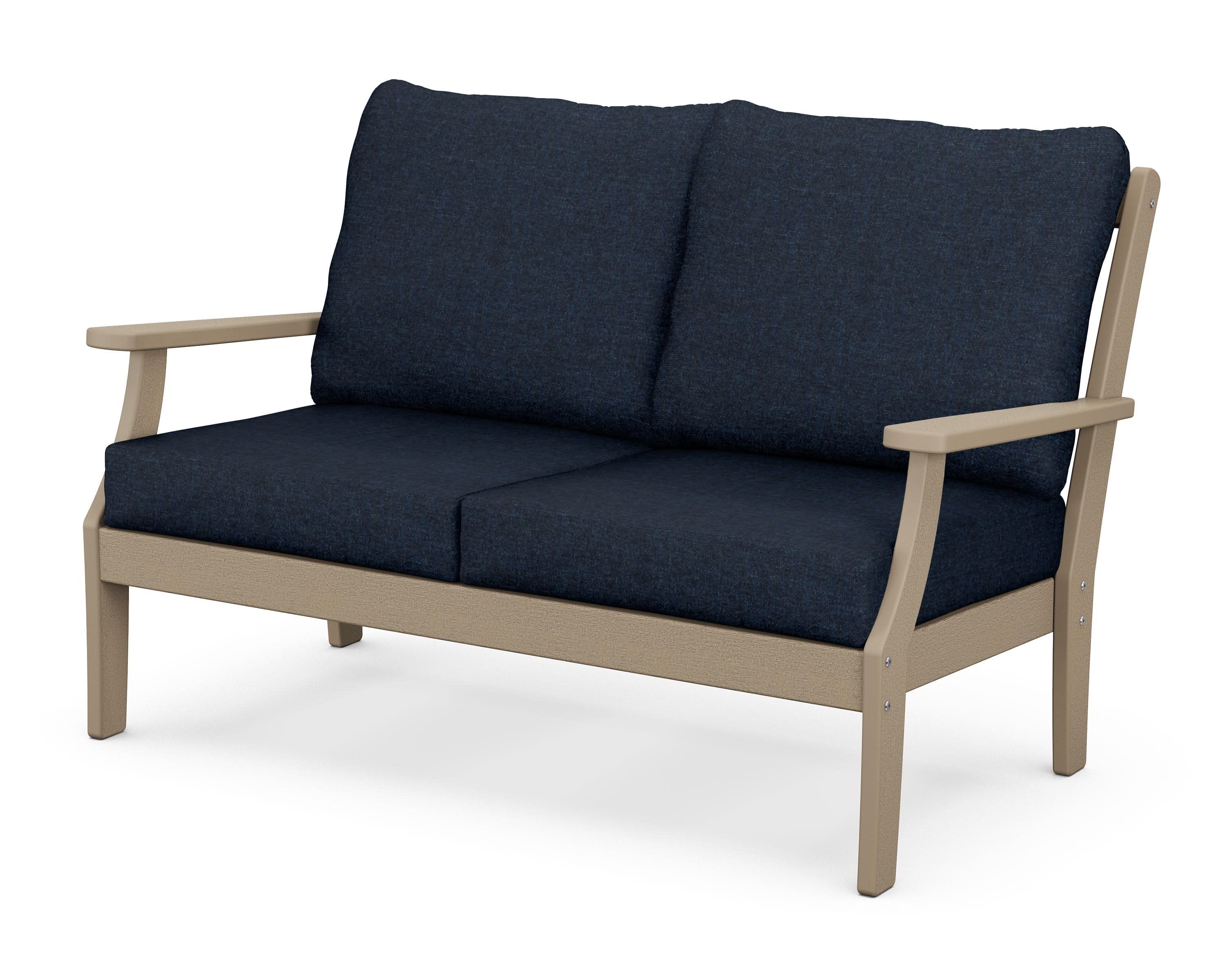 Braxton Deep Seating Loveseat in Vintage Sahara / Marine Indigo