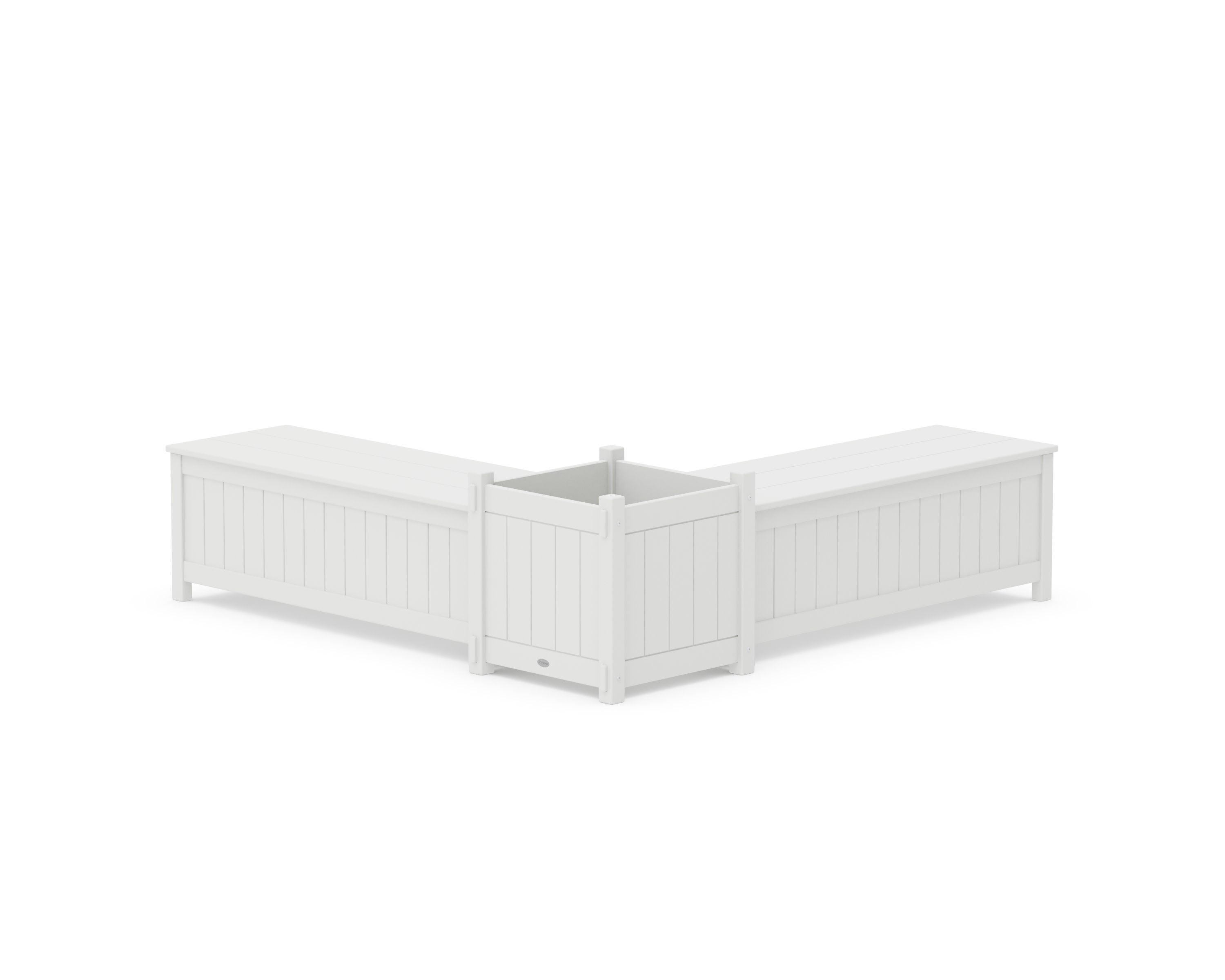 48" Vineyard L- Shaped Planter Storage Bench Set- Large in White