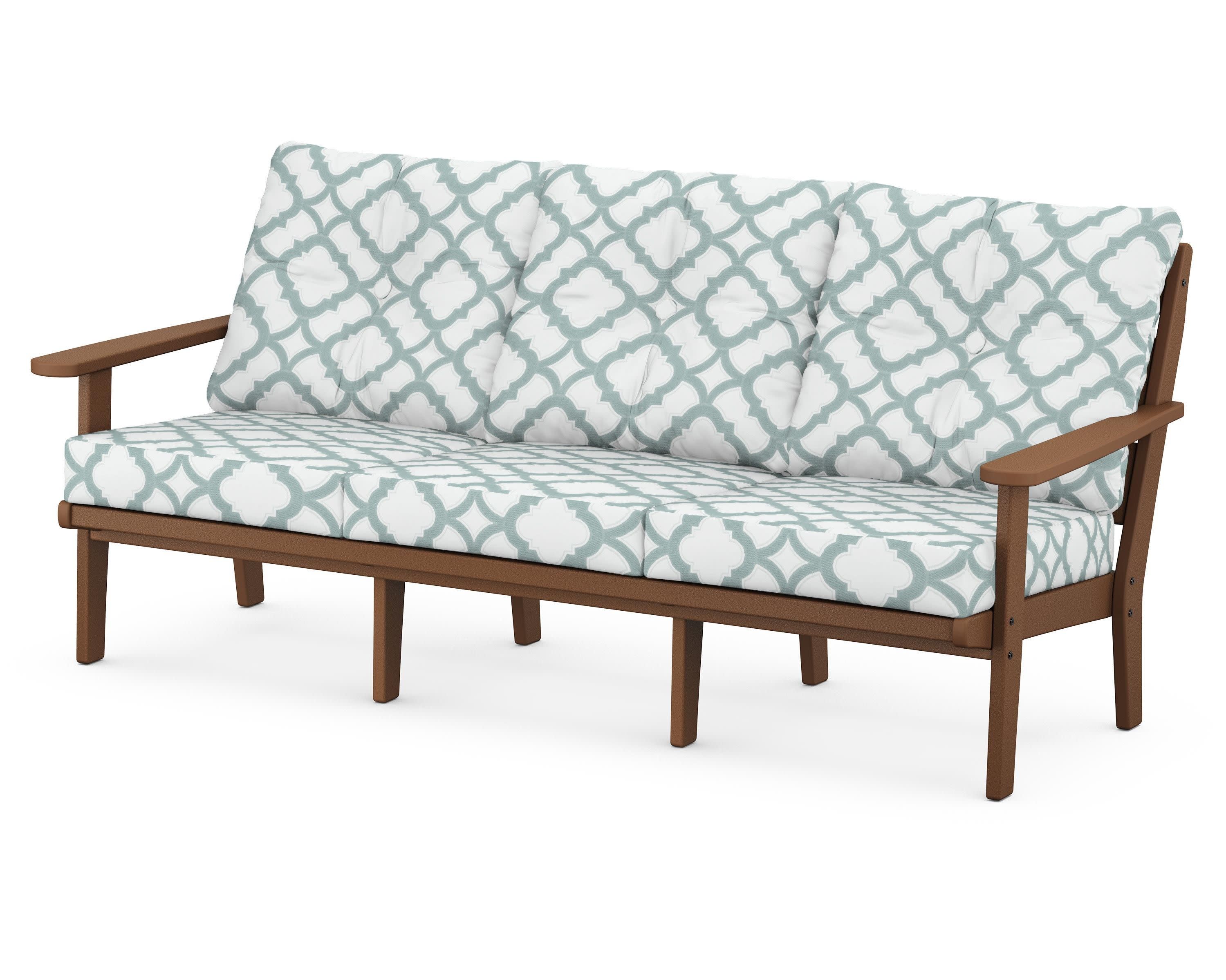 Lakeside Deep Seating Sofa in Teak / Trellis Glacier Spa