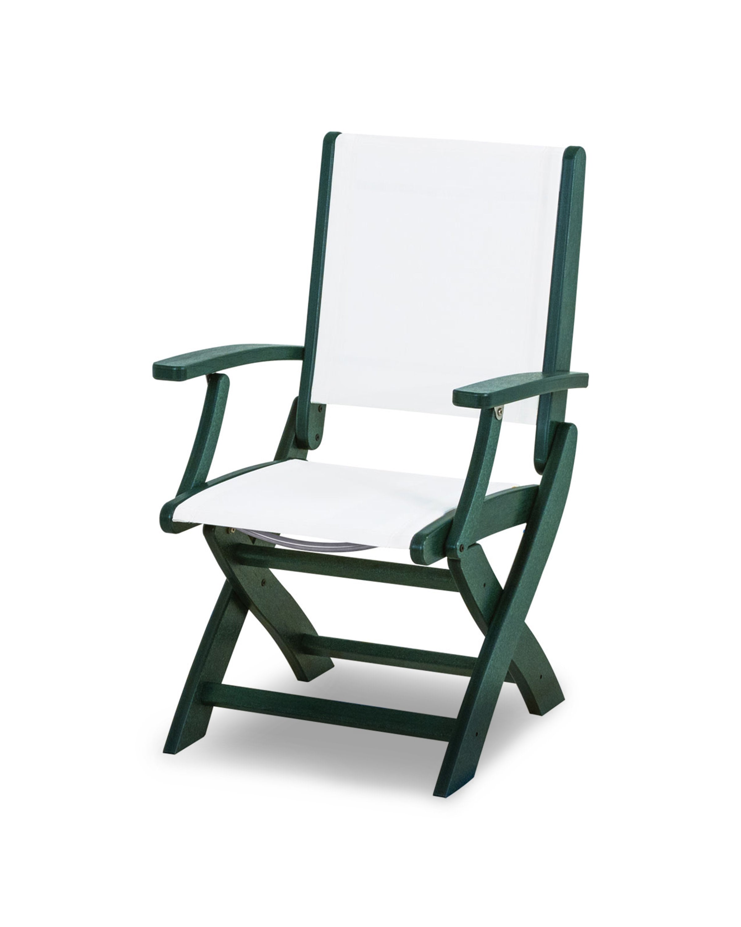 Coastal Folding Chair in Green / White Sling
