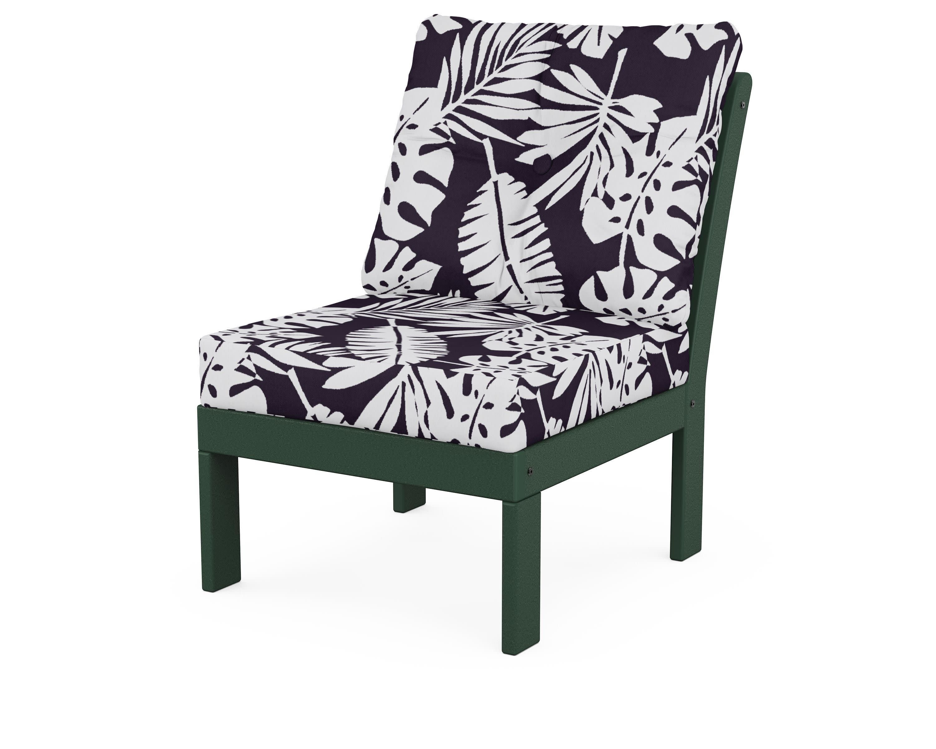 Vineyard Modular Armless Chair in Green / Leaf Navy