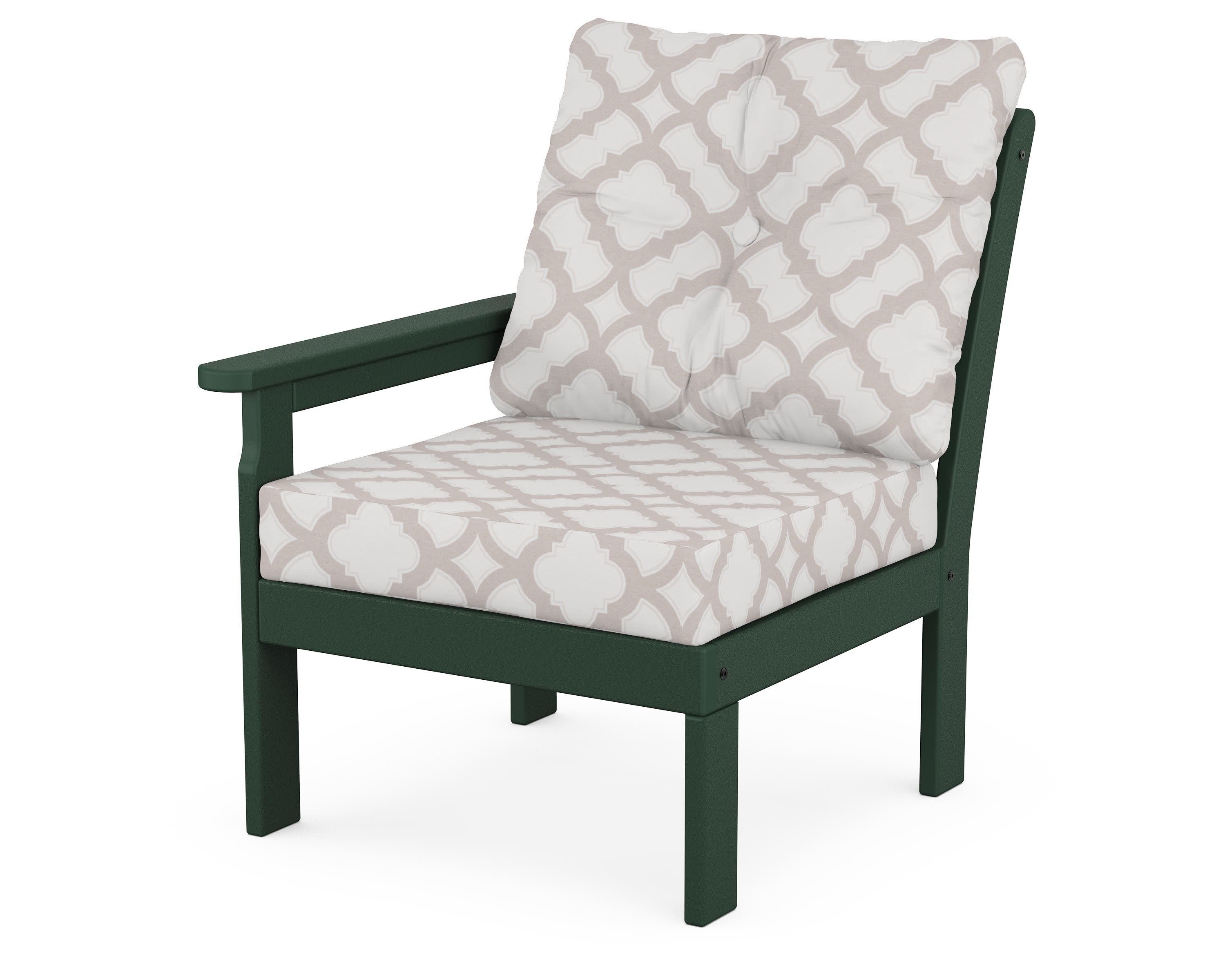 Vineyard Modular Left Arm Chair in Green / Trellis Dune Burlap