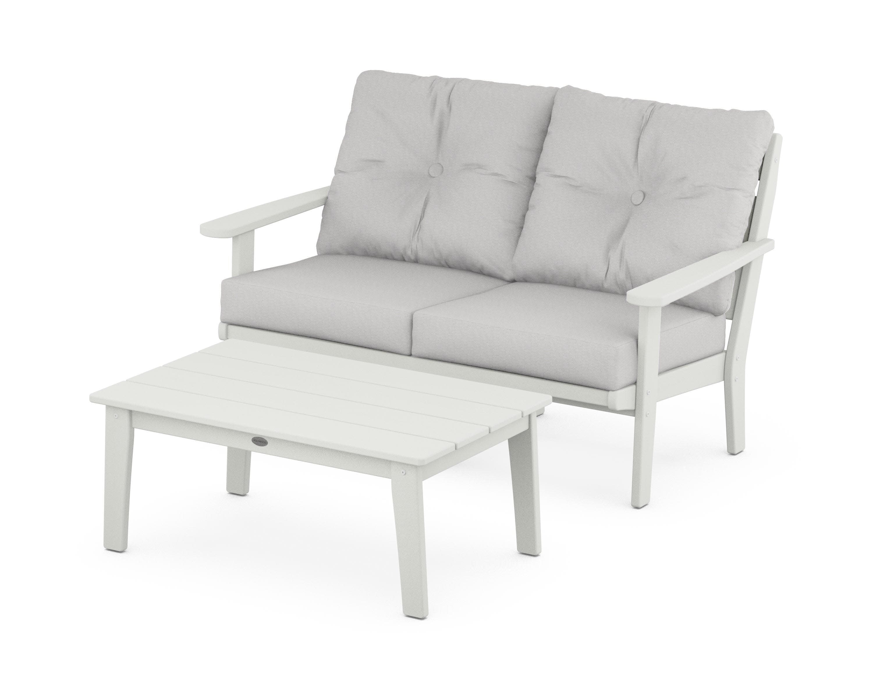 Lakeside 2-Piece Lounge Loveseat Set in Vintage White / Diamond in the Rough