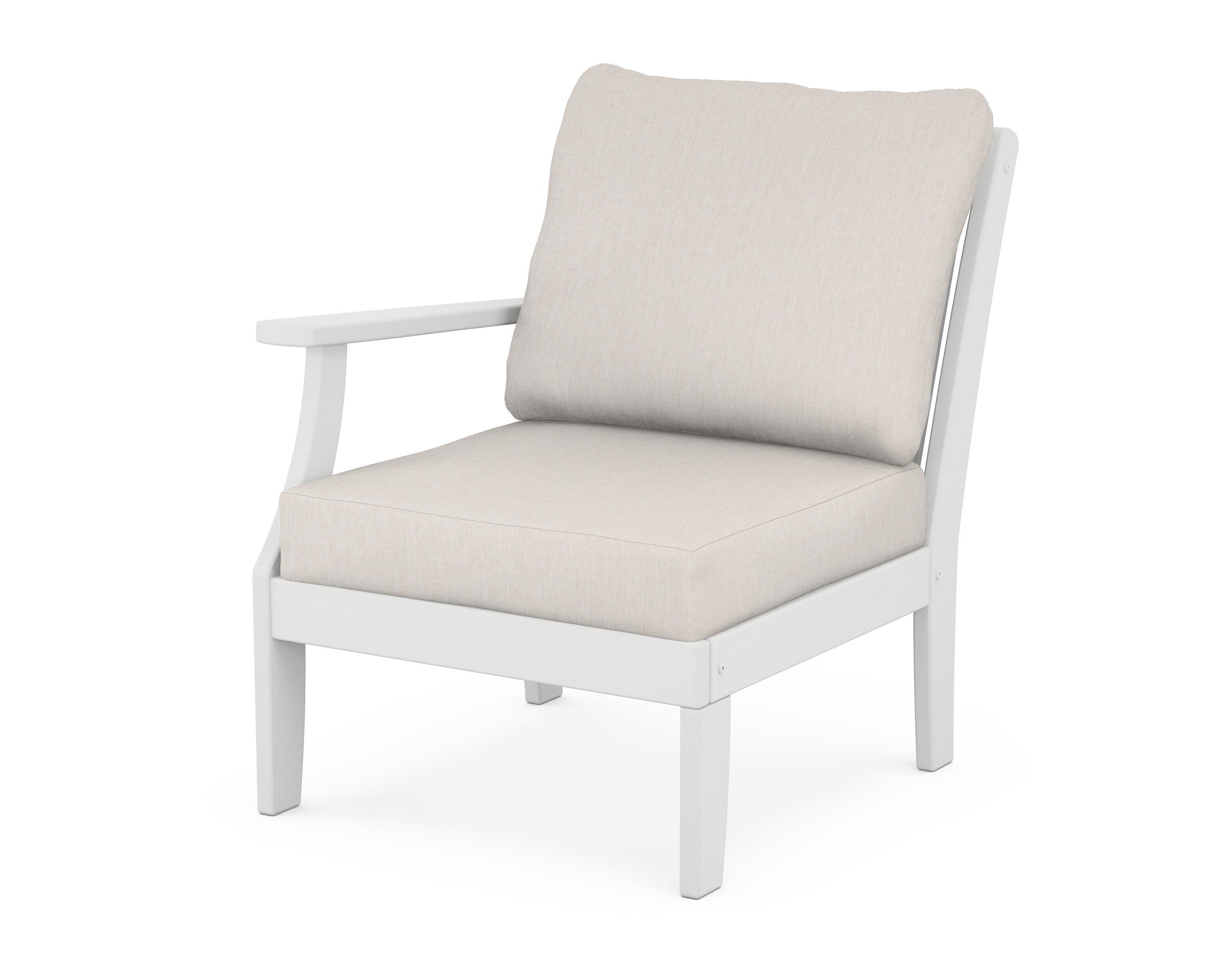 Braxton Modular Left Arm Chair in White / Cast Ash
