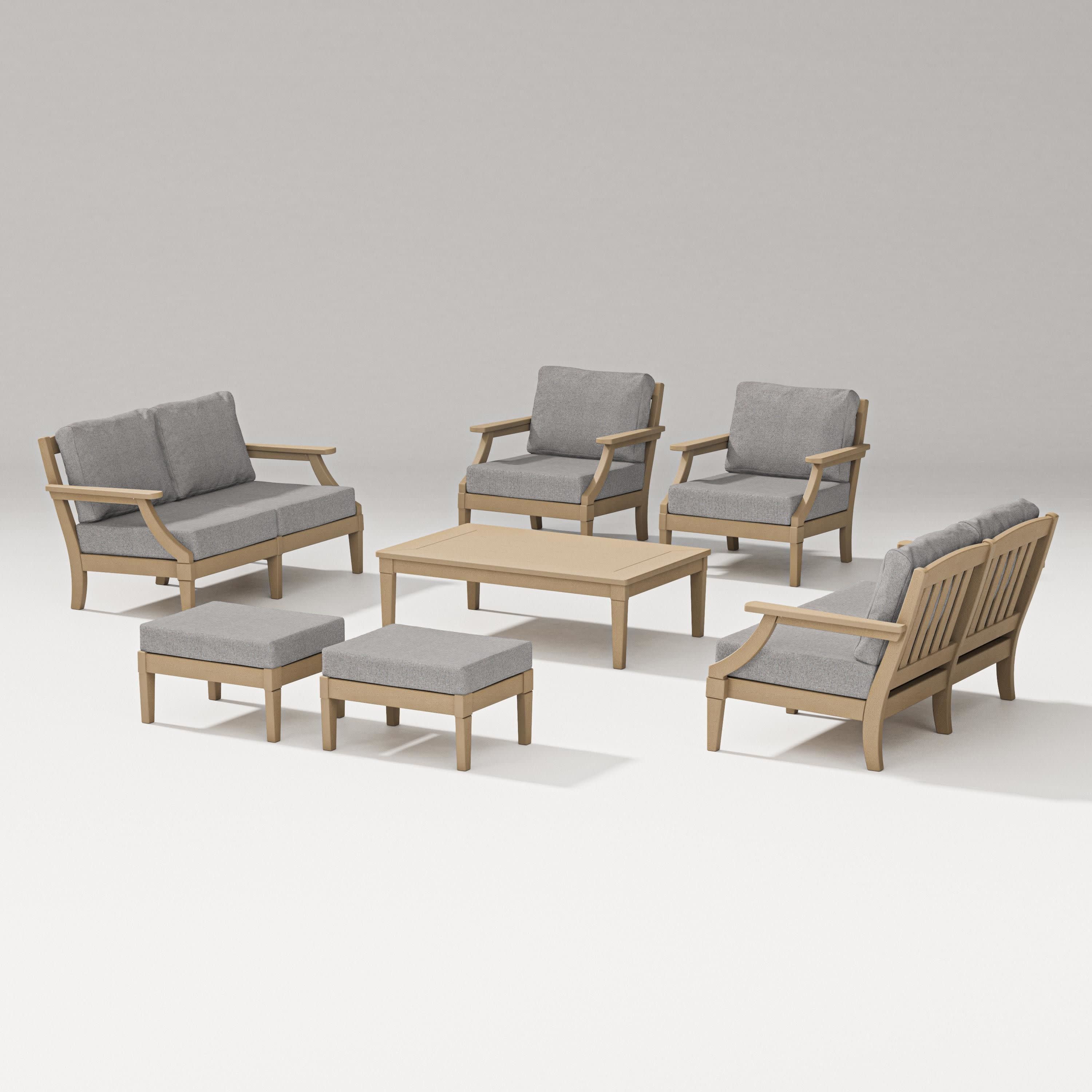 Estate 7-Piece Lounge Loveseat Set in Vintage Sahara / Grey Mist