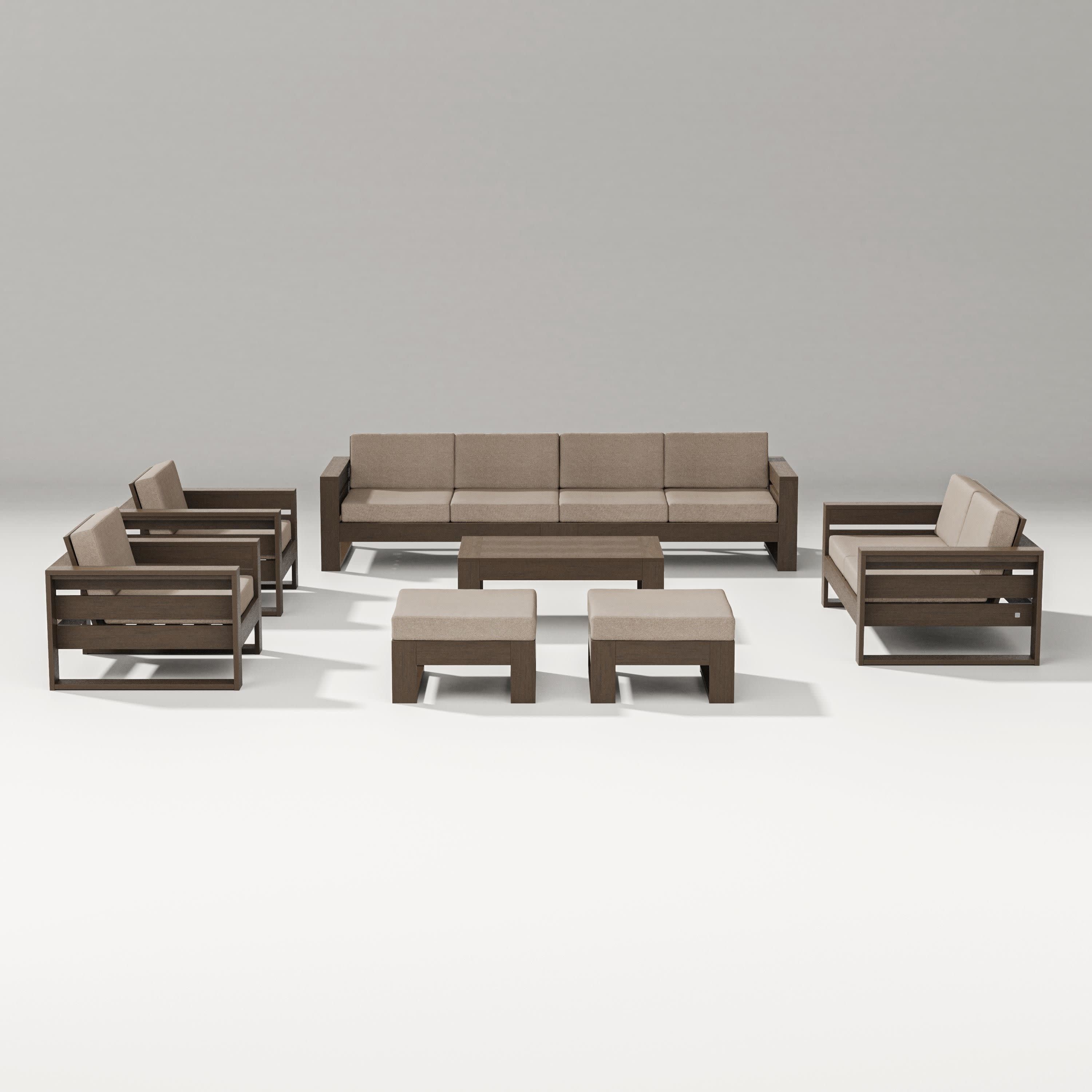 Latitude 8-Piece Lounge Sofa Set in Kona / Spiced Burlap