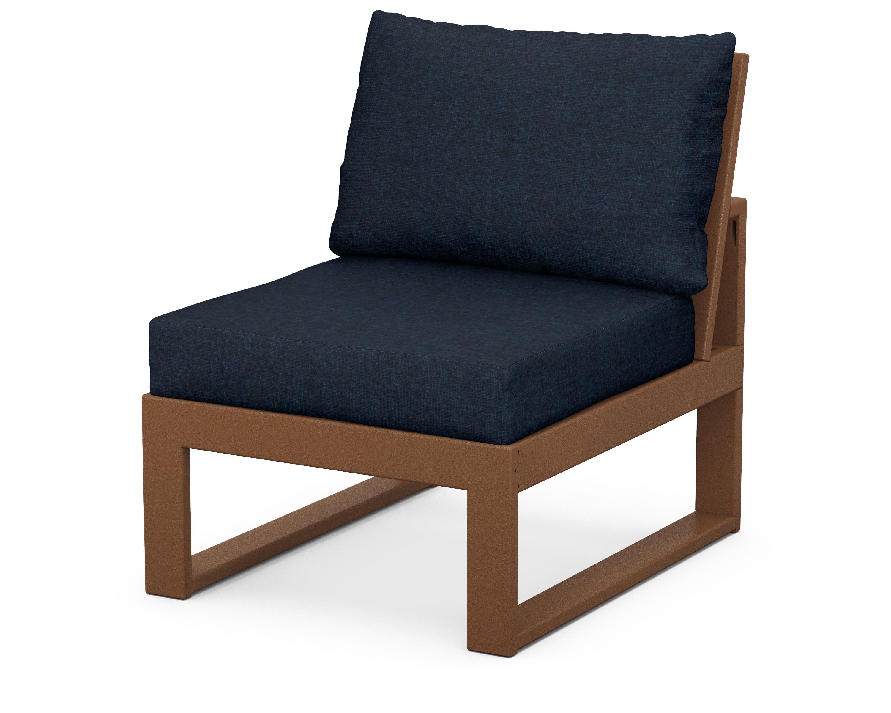 Modular Armless Chair in Teak / Marine Indigo